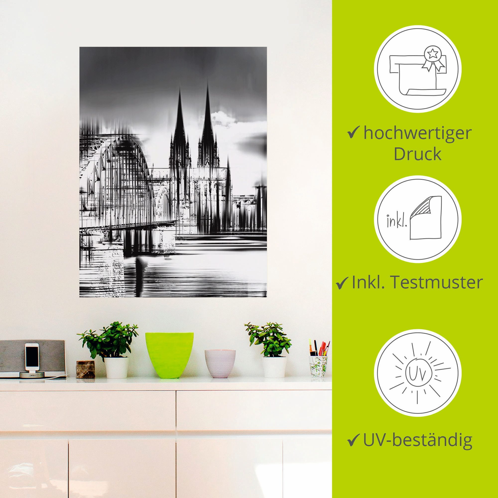Artland Artprint Keulen Skyline collage III als artprint op linnen, poster, muursticker in verschillende maten