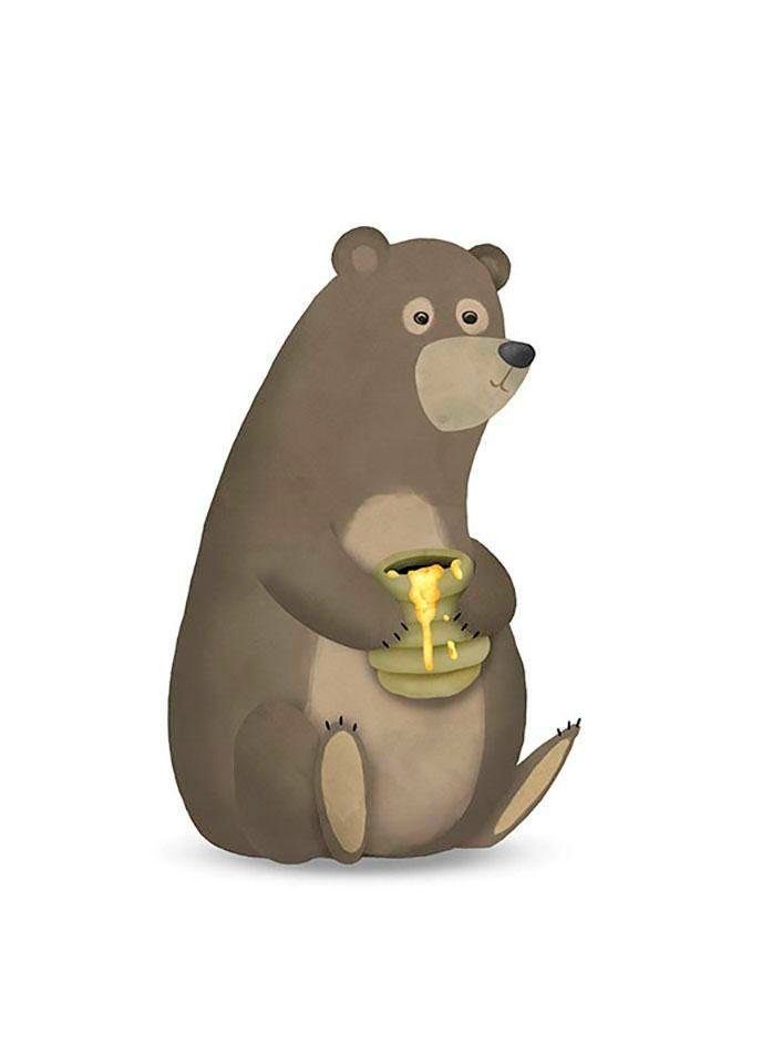 Komar Wanddecoratie Cute animal Bear Wanddecoratie - zonder lijst (1 stuk)