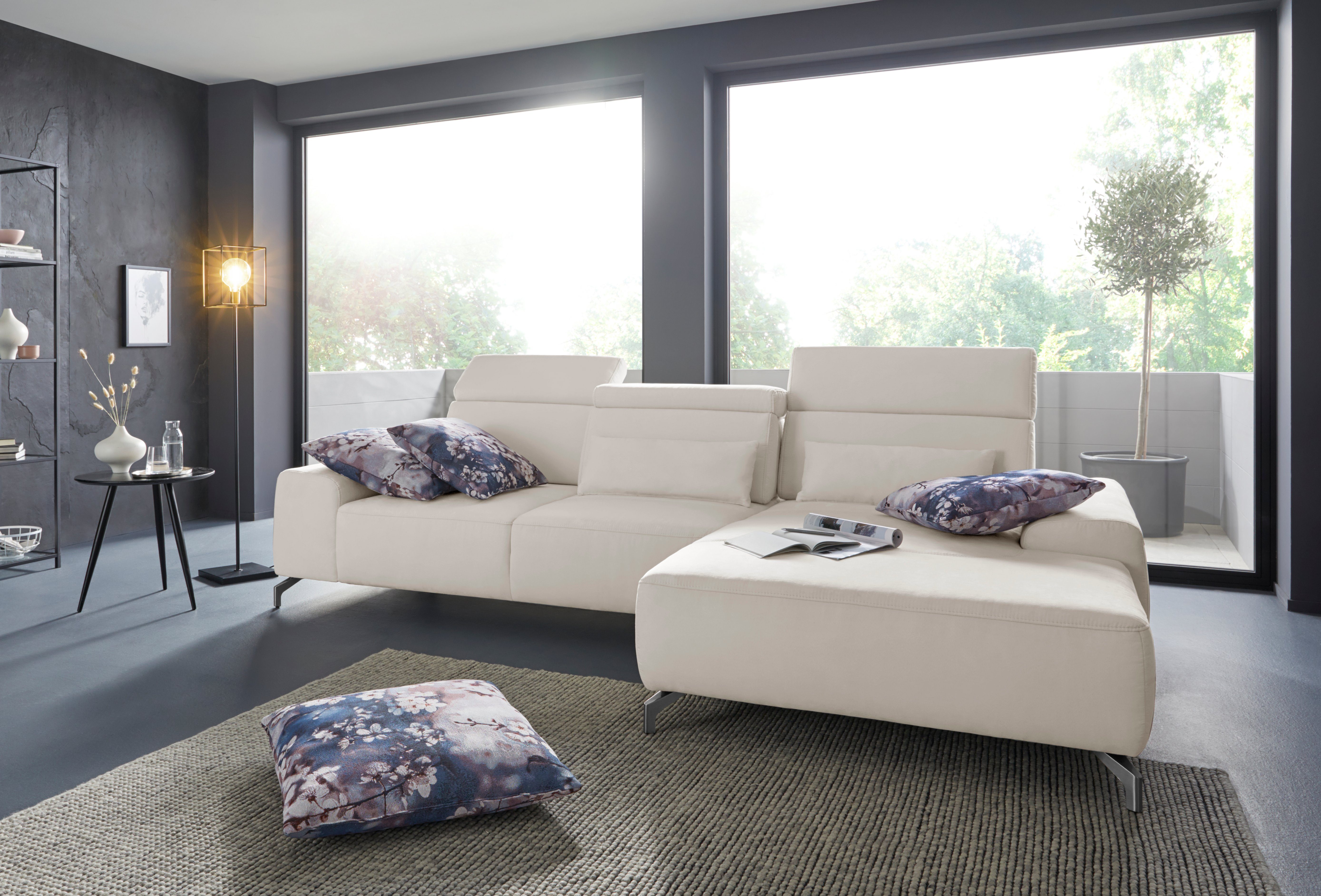 sit&more Hoekbank Gizeh L-vorm Poothoogte 12 cm, inclusief zitdiepteverstelling en verstelbare hoofdsteun