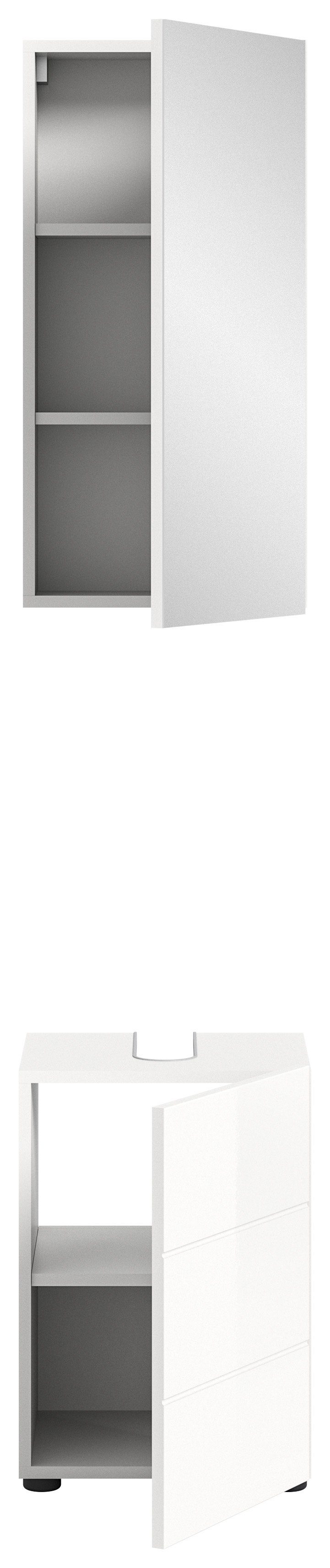 welltime Badmeubelset BIEL, TOPSELLER, 2-delig, incl. verlichting, MDF front, groeflook (2 stuks)