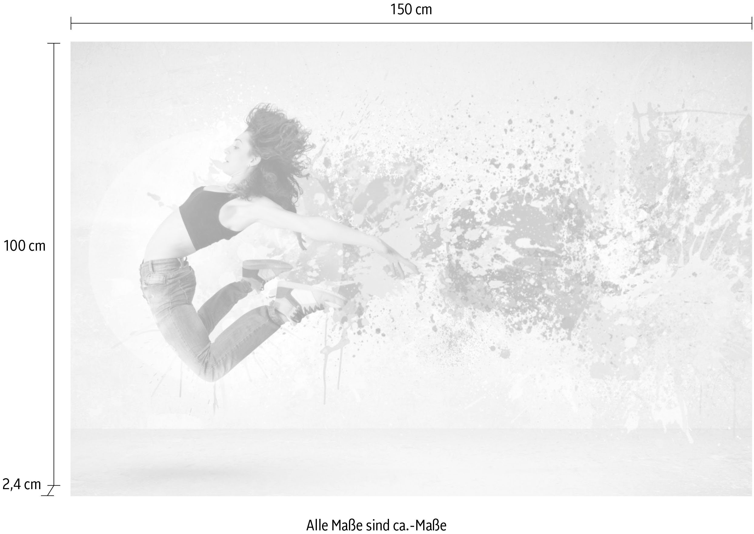 queence Artprint op acrylglas Springende vrouw Fine Art-print in galeriekwaliteit