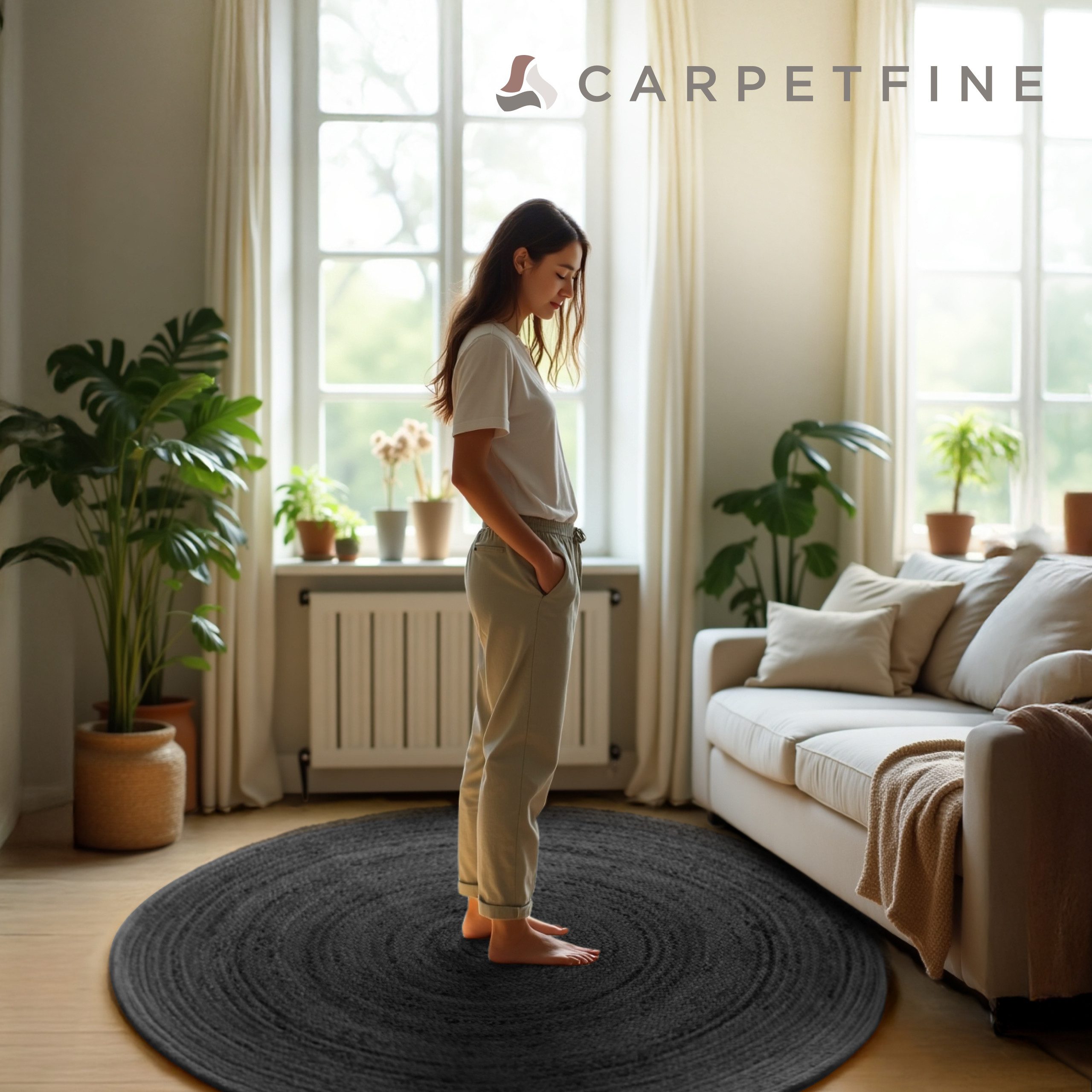 carpetfine Vloerkleed Nele jute-vloerkleed natuurmateriaal gevlochten tweezijdig te gebruiken kleed van 100% jute, in rond en ovaal, vele maten