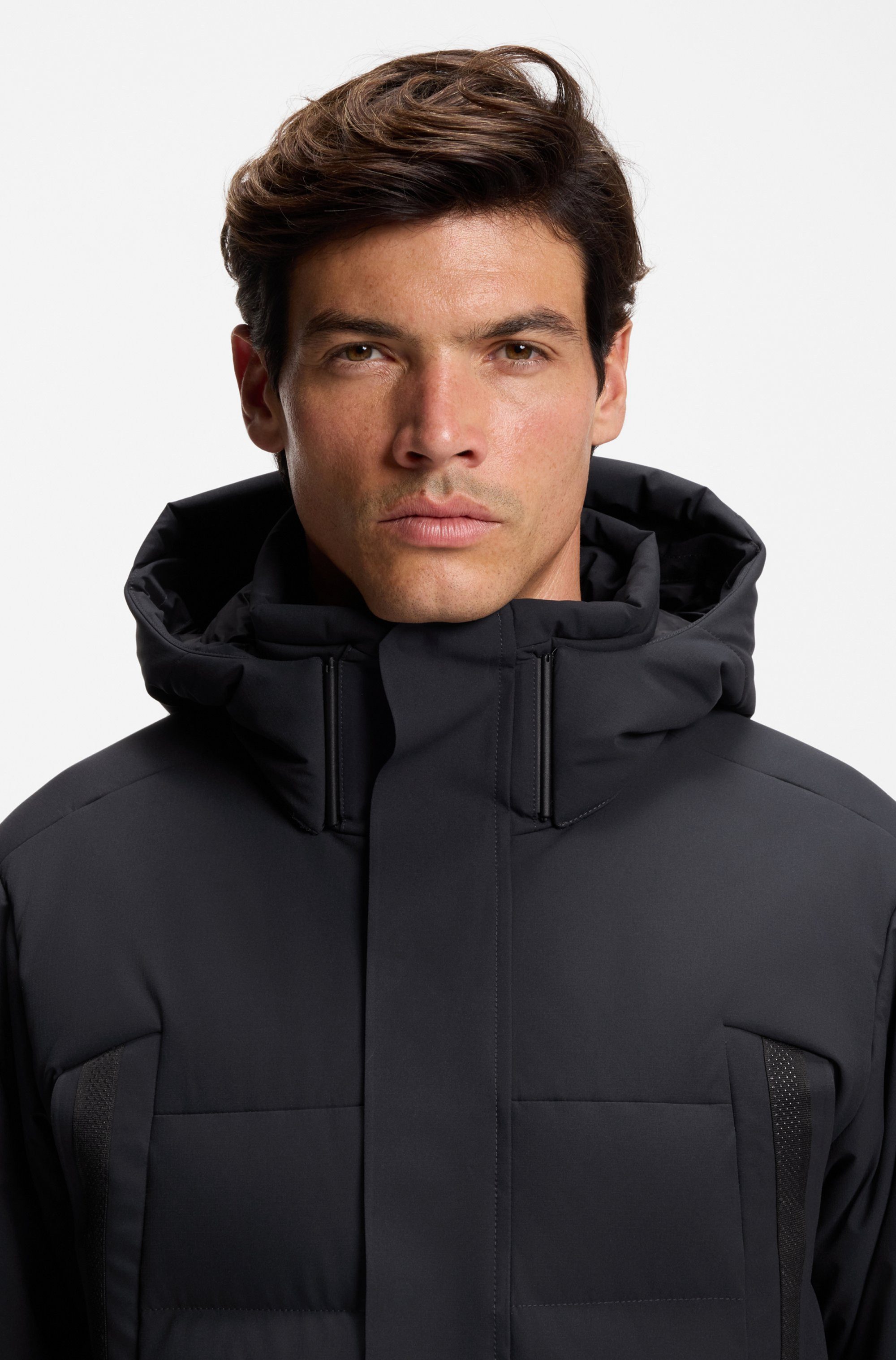 BOSS GREEN Donsjack Opstaande kraag, Regular, afneembare capuchon ademend functioneel Parka