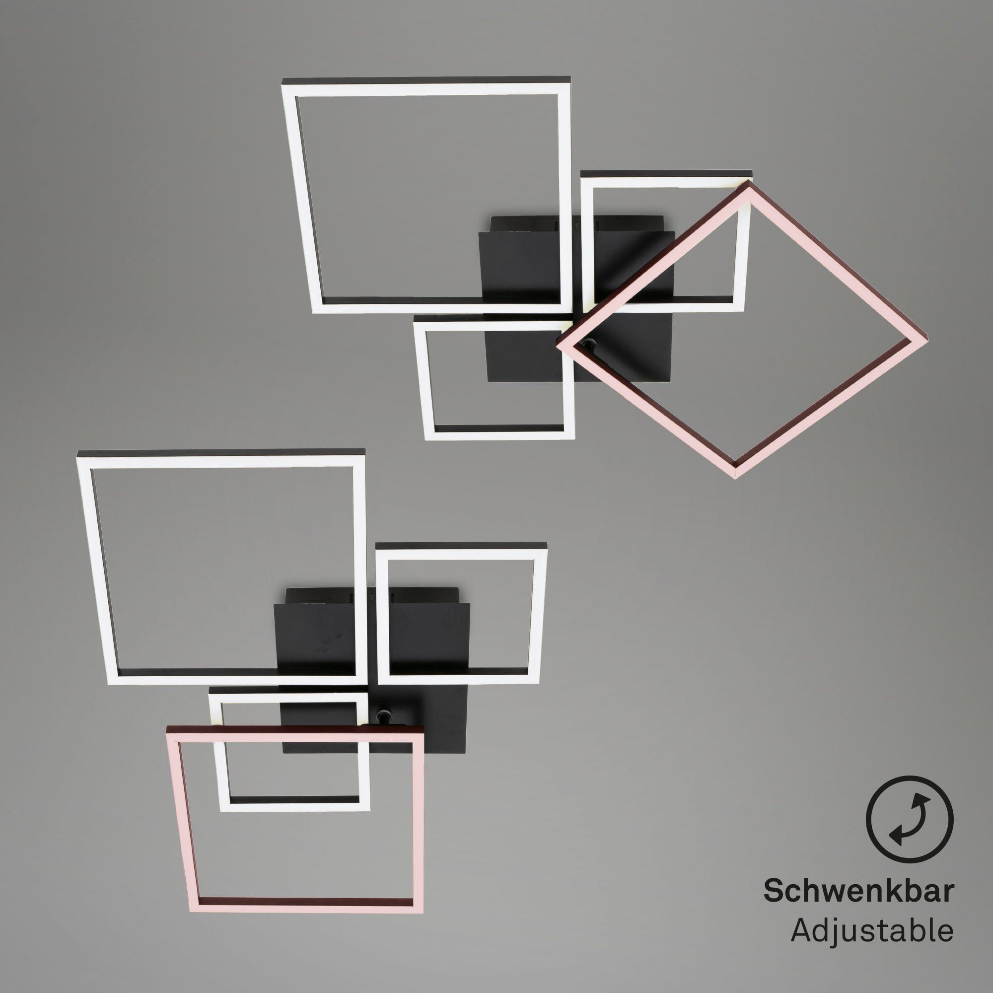Briloner Leuchten Led-plafondlamp 3093018 FRAME Plafondlamp, 75x46,7x7,5 cm, chroom-aluminium, 38W, woonkamer, slaapkamer