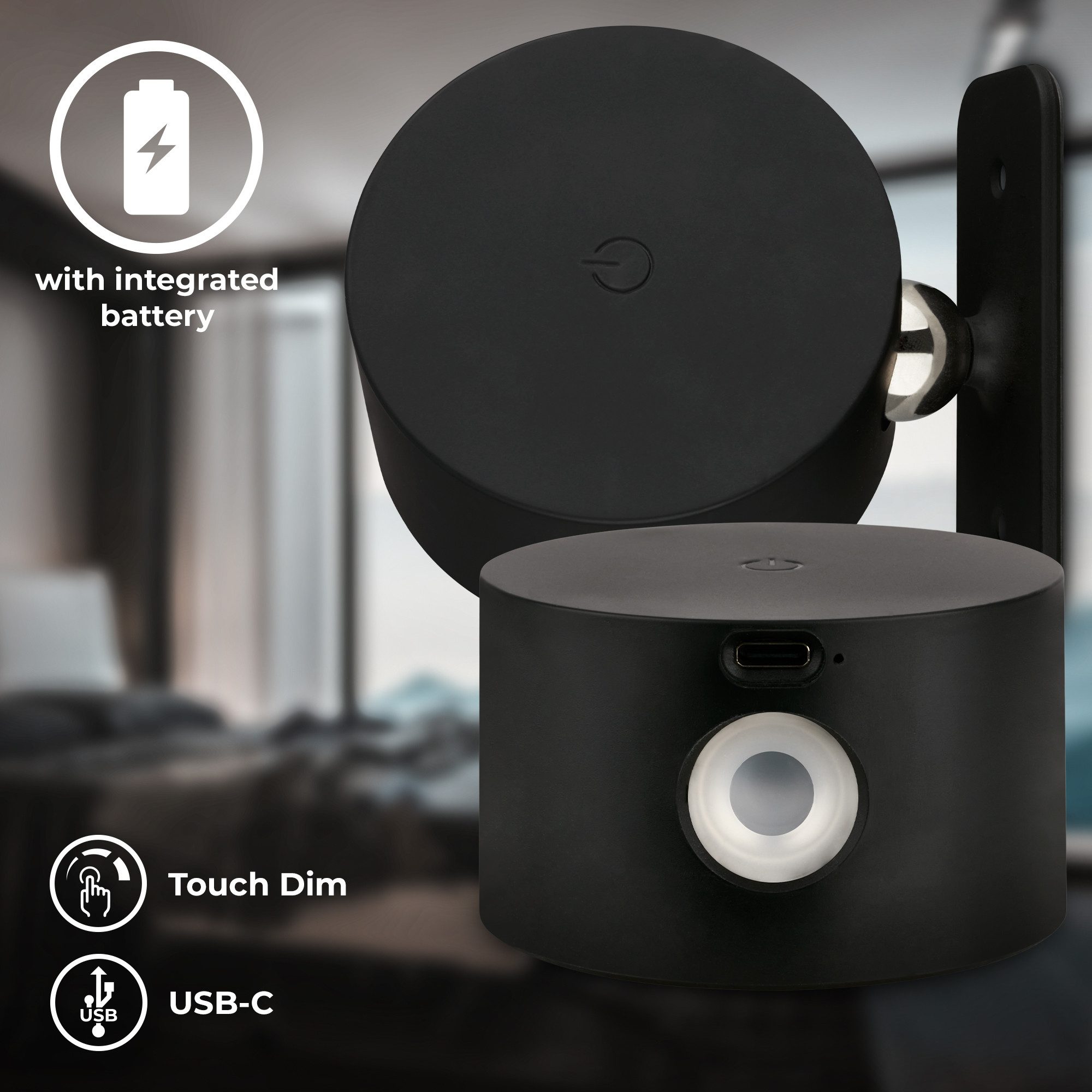 B.K.Licht Led-wandlamp BKL1597 Magnetische accu wandlamp, 3-niveau dimmer, met USB-C