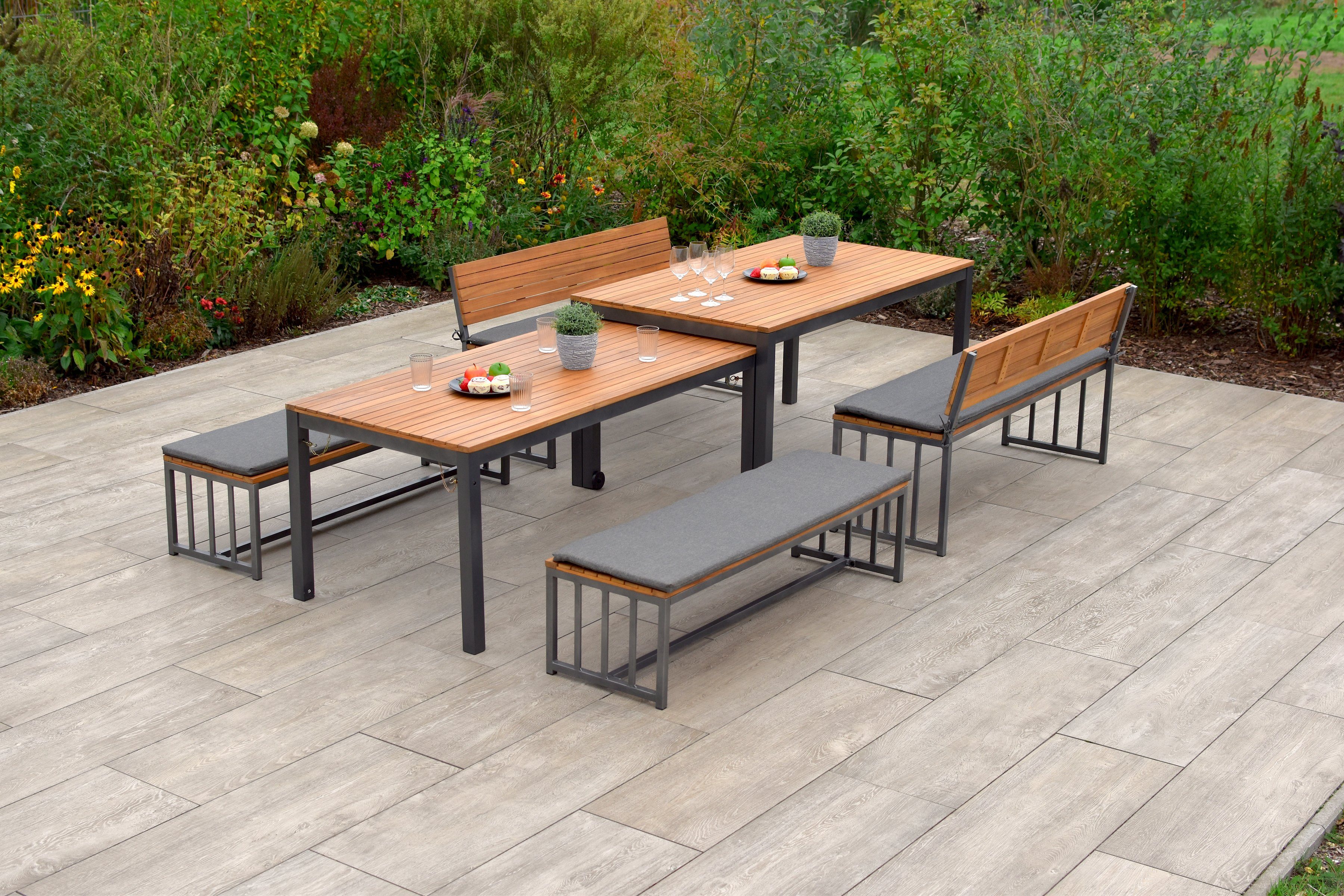MERXX Tuin-eethoek Milos Set is compleet in elkaar op te bergen, geschikt voor 12 personen (set, 10-delig)