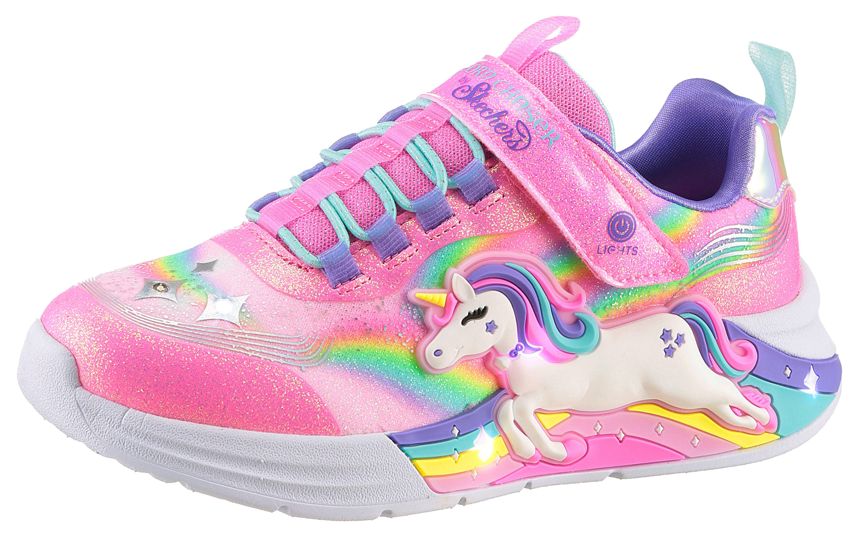 Skechers Kids Sneakers UNICORN CHASER , glitter-blink schoen om in te glijden, maat sjabloon om te...