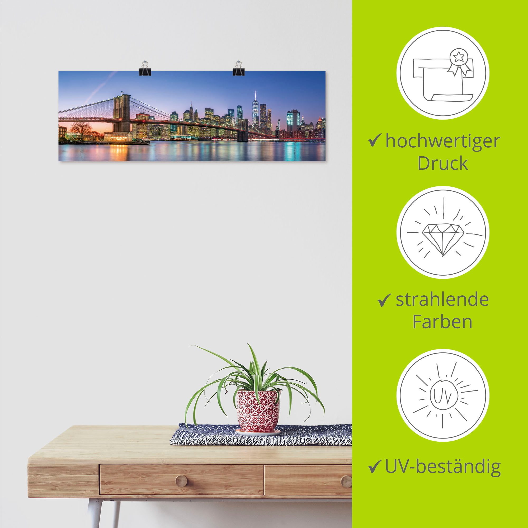 Artland Artprint Skyline New York City als artprint van aluminium, artprint voor buiten, artprint op linnen, poster, muursticker