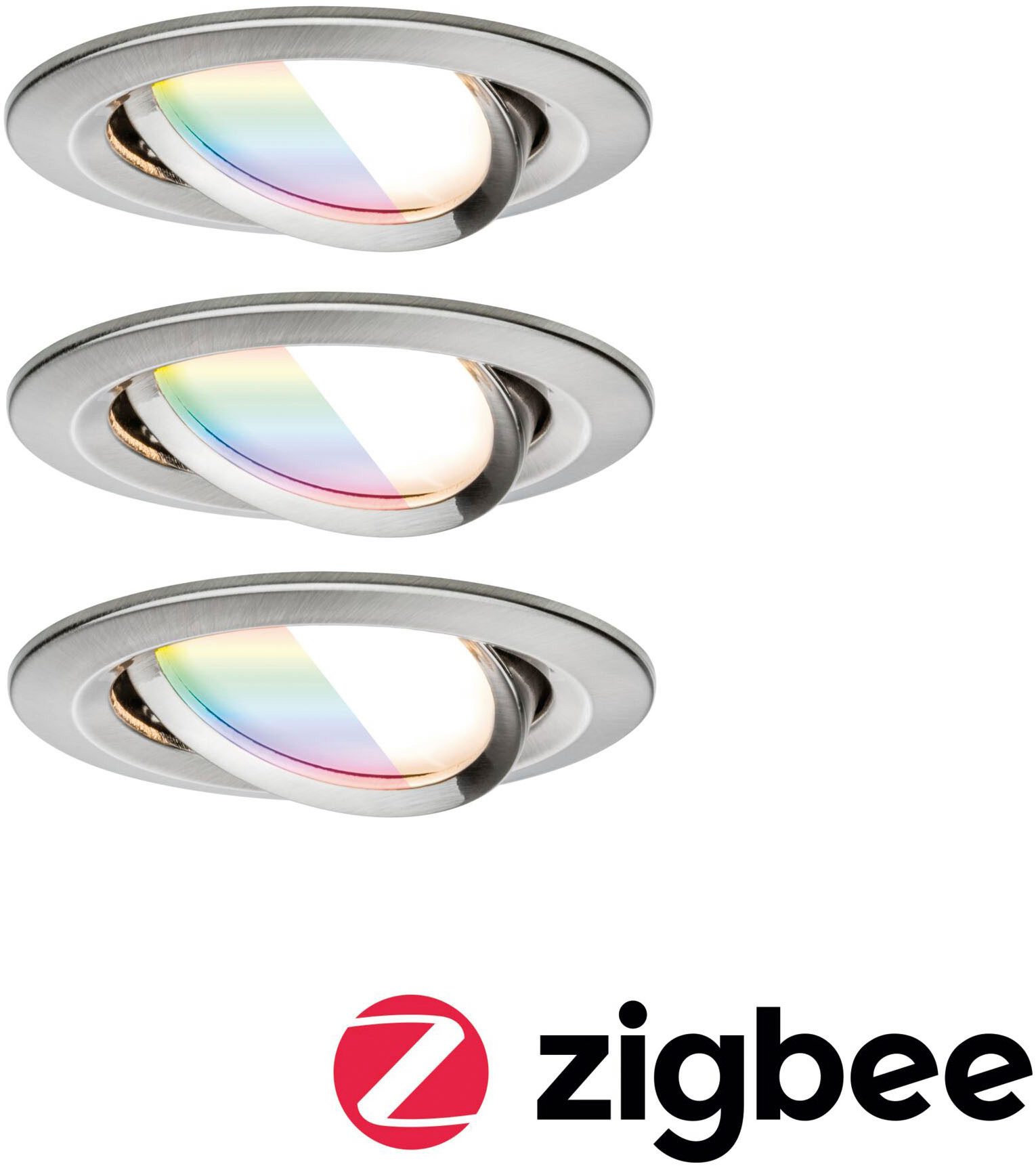 Paulmann Ledinbouwlamp LED inbouwlamp Nova Coin rond 84mm 50° Geheugenfunctie, kleurwisselaar, kleurregeling, dimmer, smart home (3 stuks)