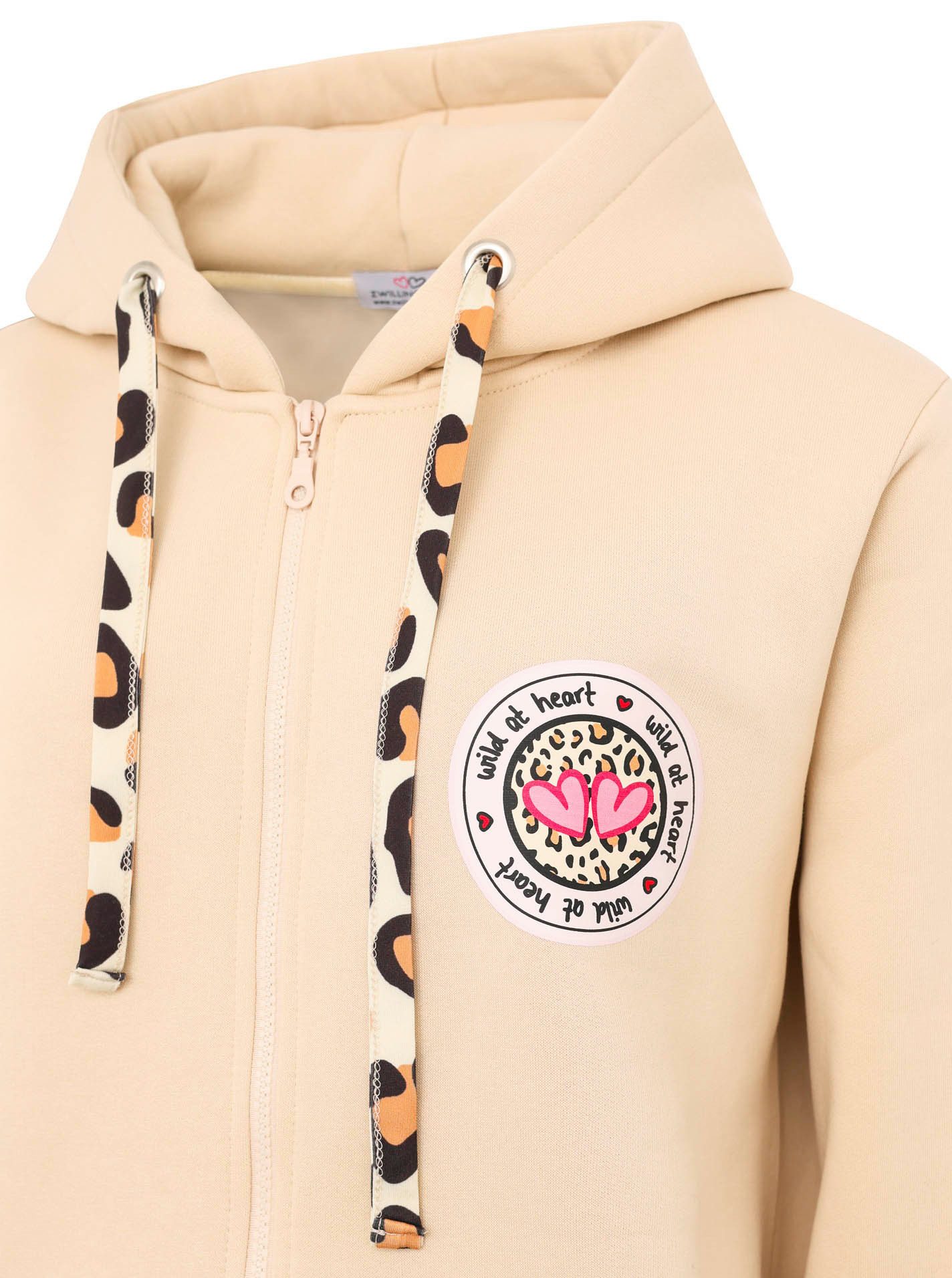 Zwillingsherz Capuchonsweatvest met bindbanden in leeuw-look