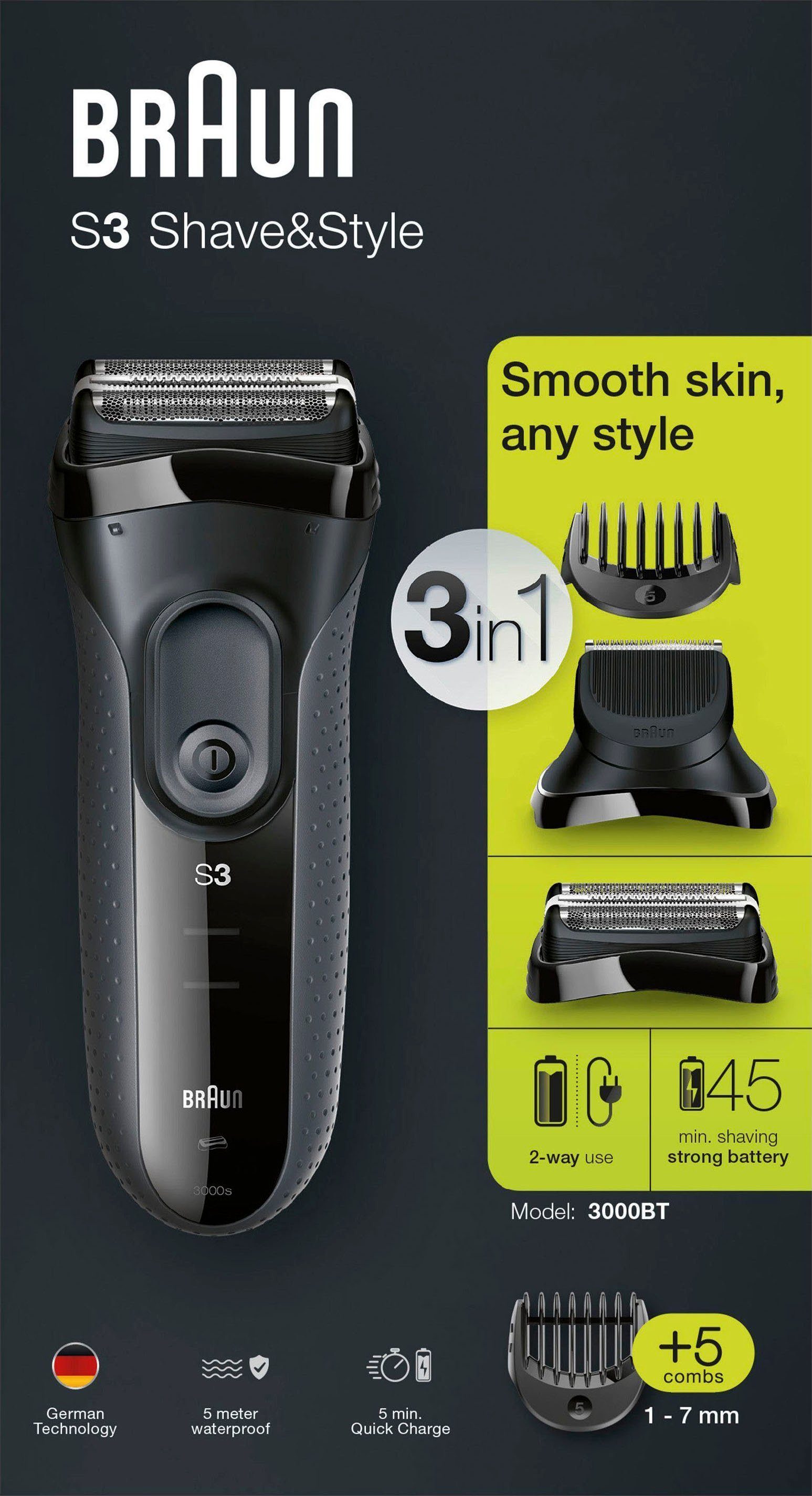 Braun Elektrisch scheerapparaat Series 3 Shave&Style 3000BT