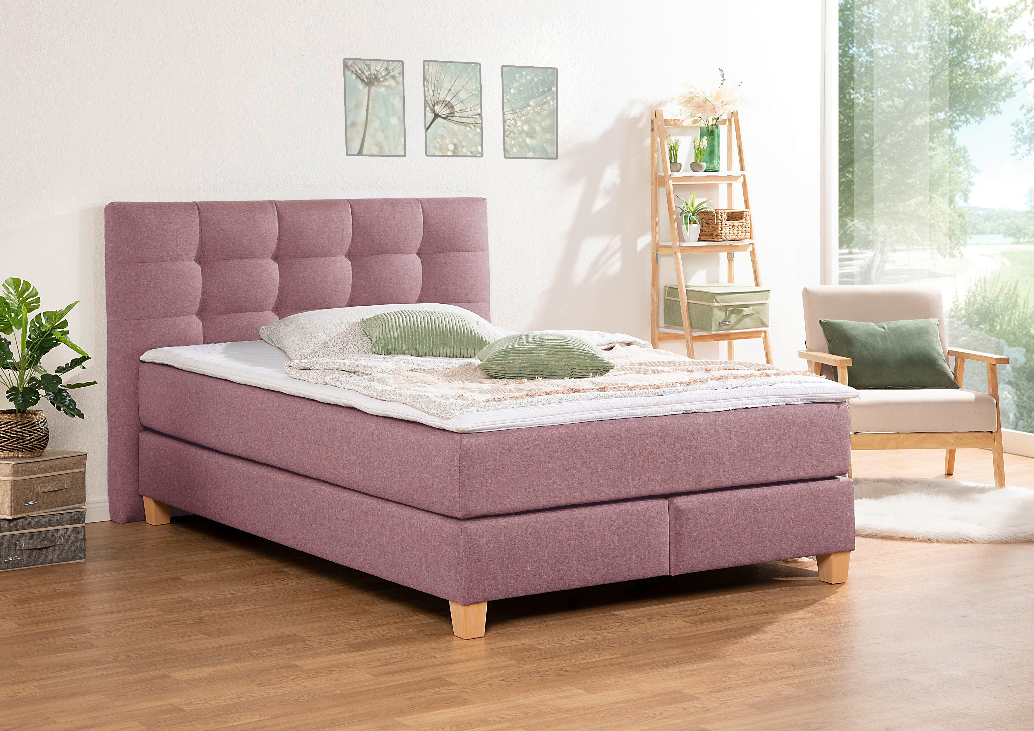 Home affaire Boxspring Moulay incl. topmatras, in extra lang 220 cm, 3 hardheden, ook in h4