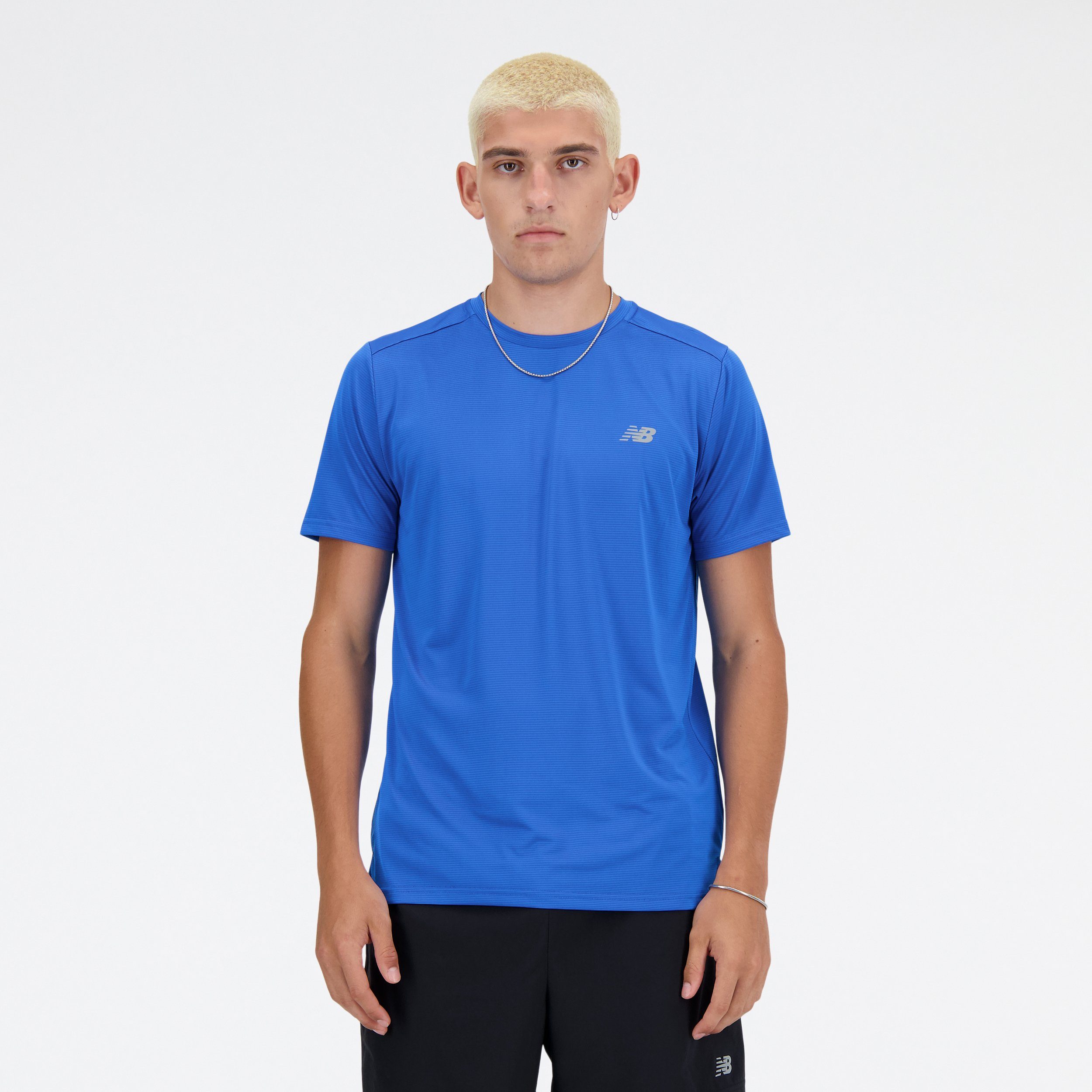 New Balance Essential Run T-Shirt Blue- Heren Blue
