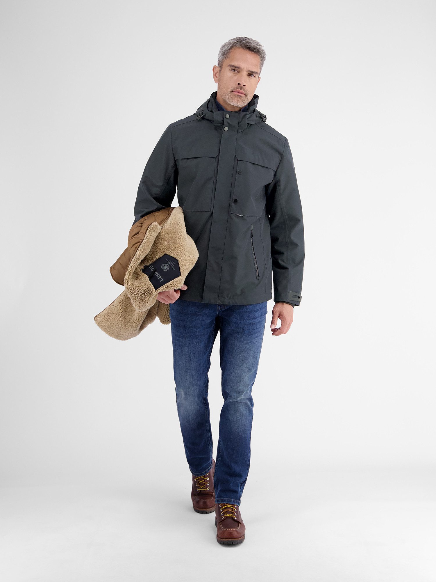 Lerros Winterjack LERROS Heren Winterjas met uitneembare binnenjas