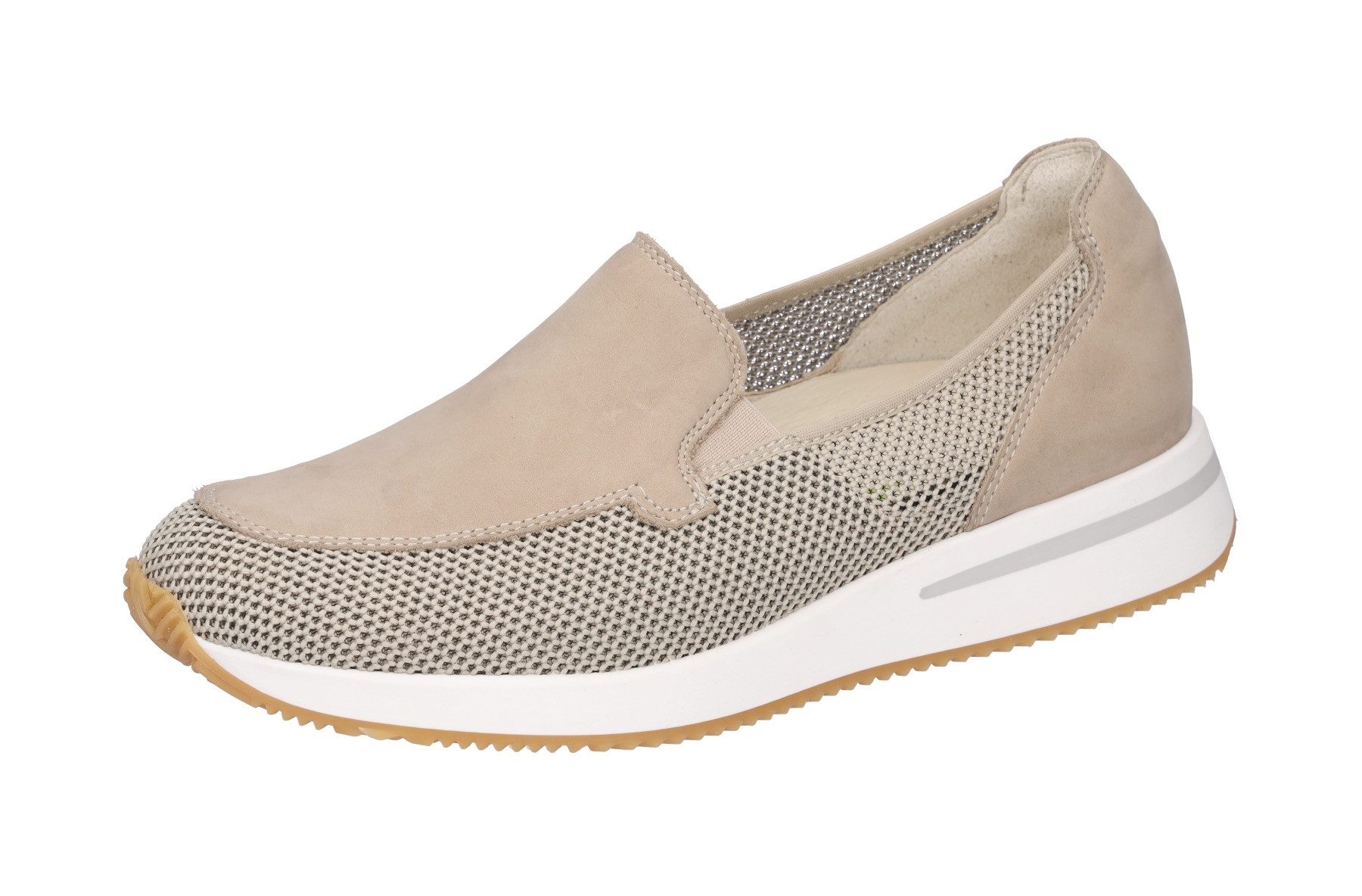 Waldläufer Instappers H-Agnes , instapschoen, comfortschoen, vrijetijdsschoen, breedte h (=zeer breed) dames sportieve slippers maat 8,5 (42,5) beige
