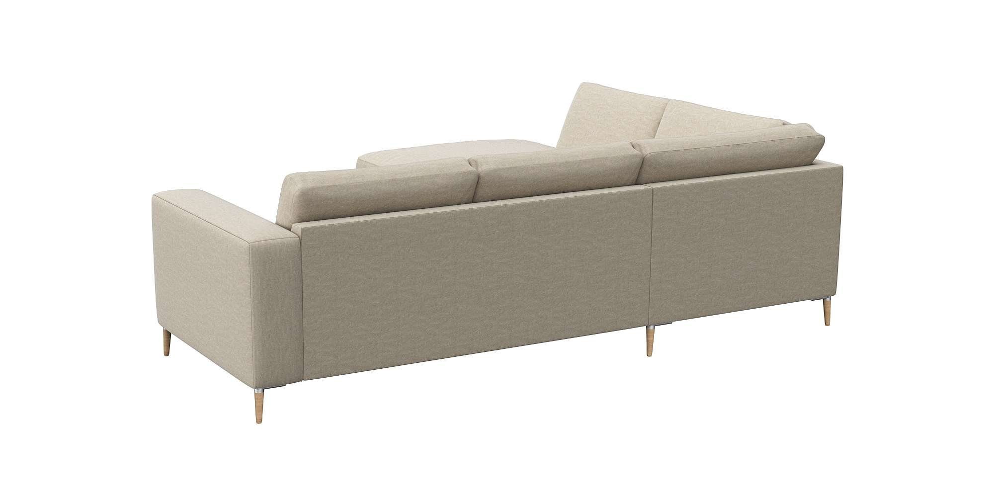 FLEXLUX Hoekbank Fiore, L-vorm brede armleuningen, aluminium/eiken poten, bxd 241x225 cm, koudschuim in de zitting