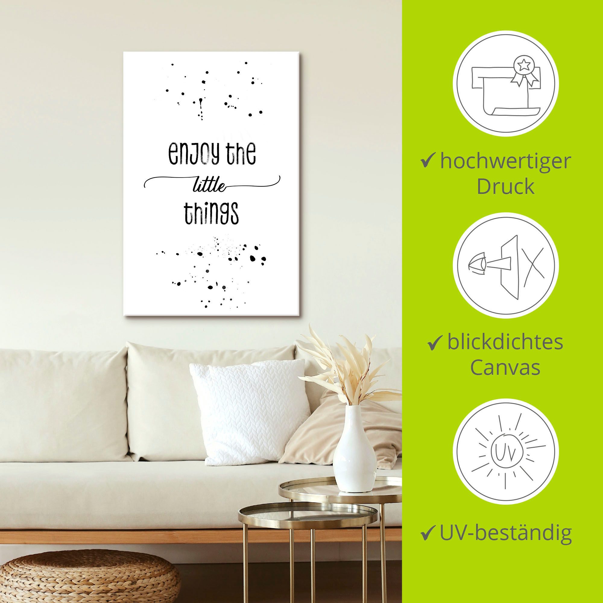 Artland Artprint op linnen Geniet van de kleine dingen I