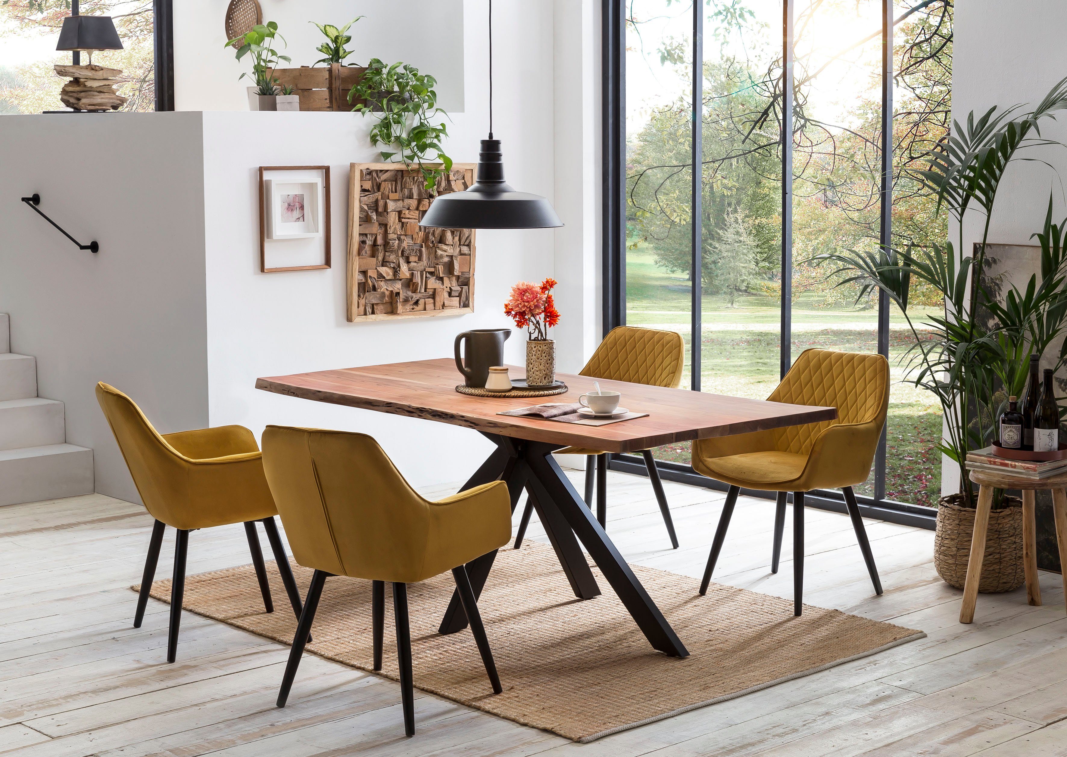 Home affaire Eettafel Manhattan met echte boomrand