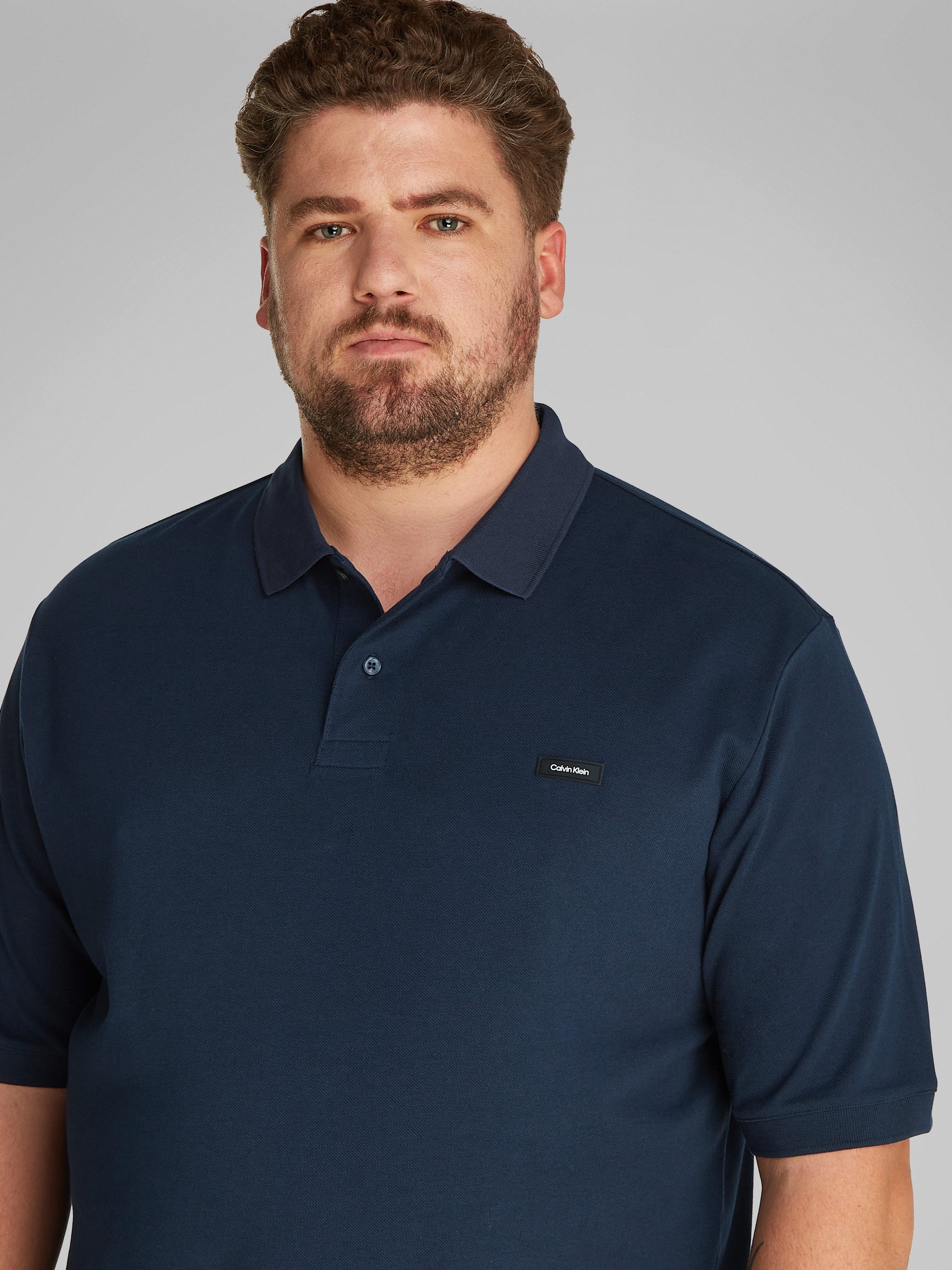 Calvin Klein Poloshirt BT_STRETCH PIQUE SLIM POLO in grote maten met polo-kraag