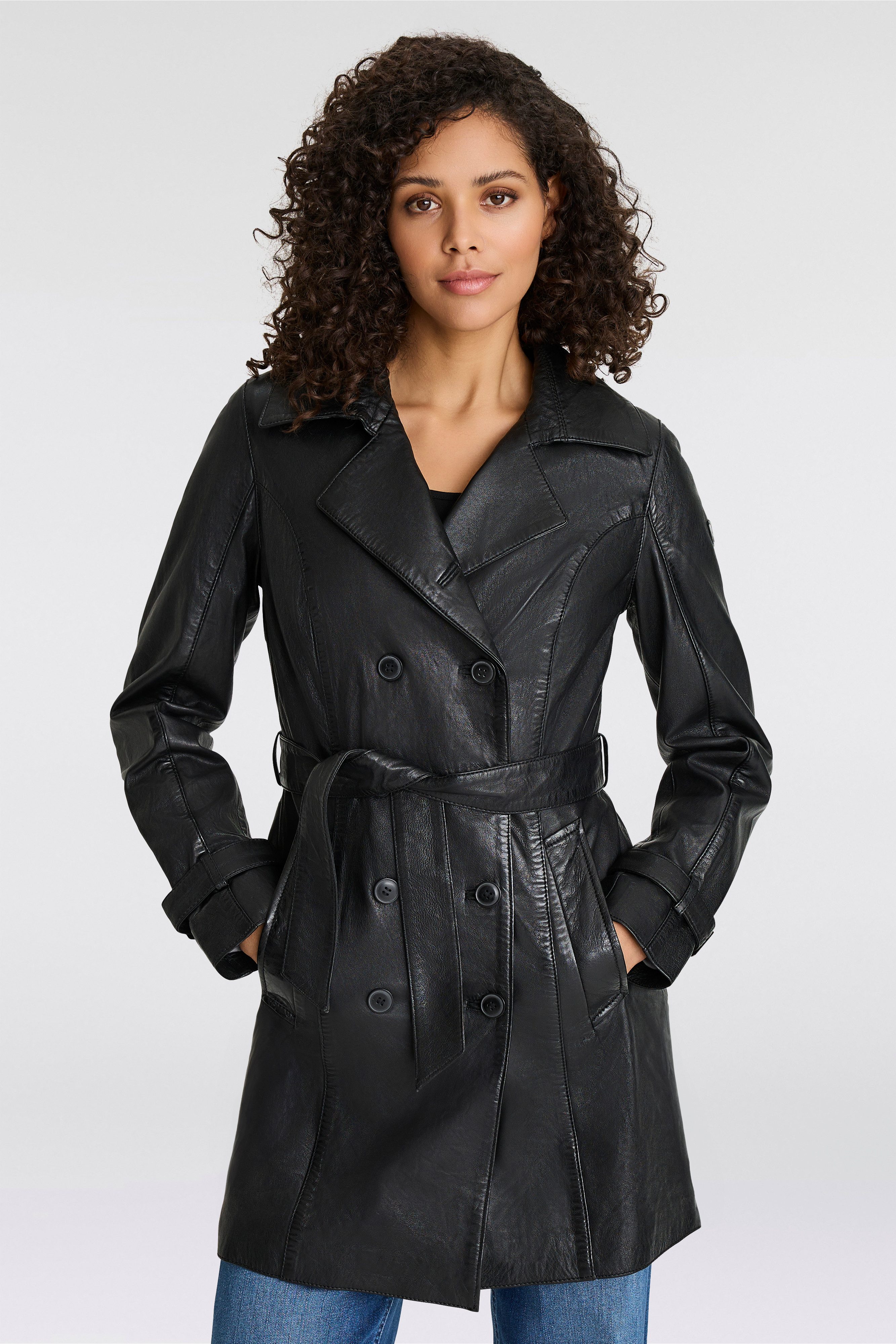 Mauritius Lange, leren jas GWTaresa Leren trenchcoat met strikriem (2-delig, Met een bindceintuur)