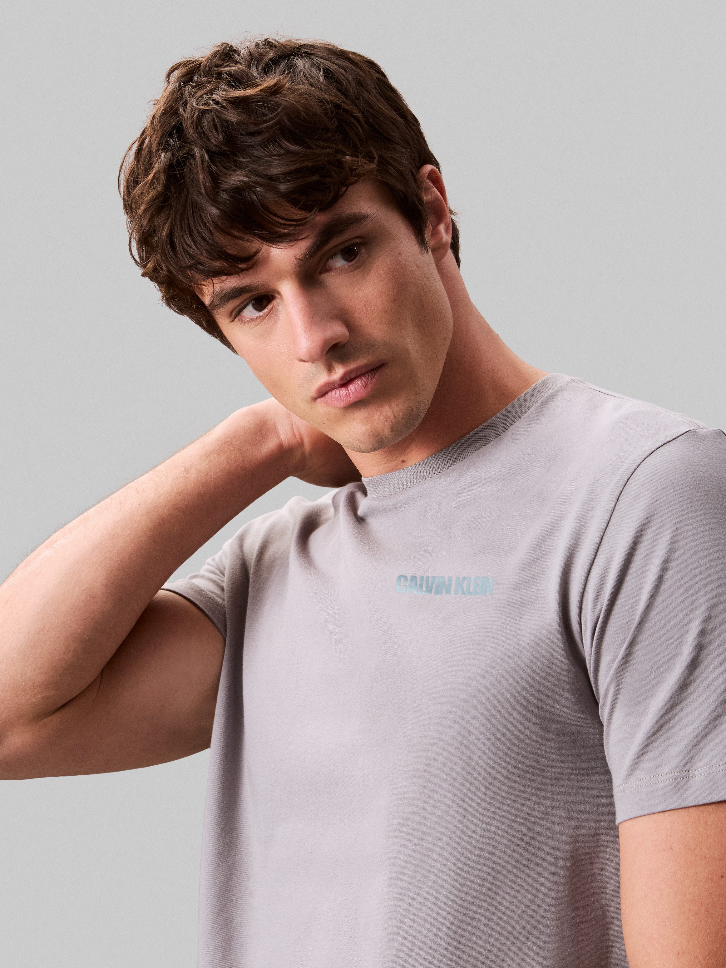 Calvin Klein T-shirt SS 30s E WRD STRTCH met grote logoprint op de rug