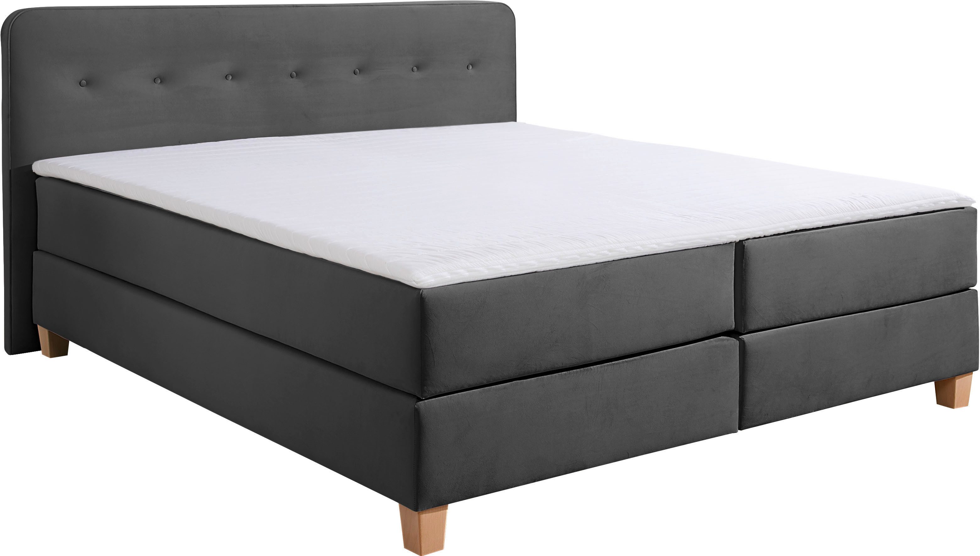 Home affaire Boxspring Fargo inclusief topper, in 3 soorten matrassen, in fluweel of structuurstof