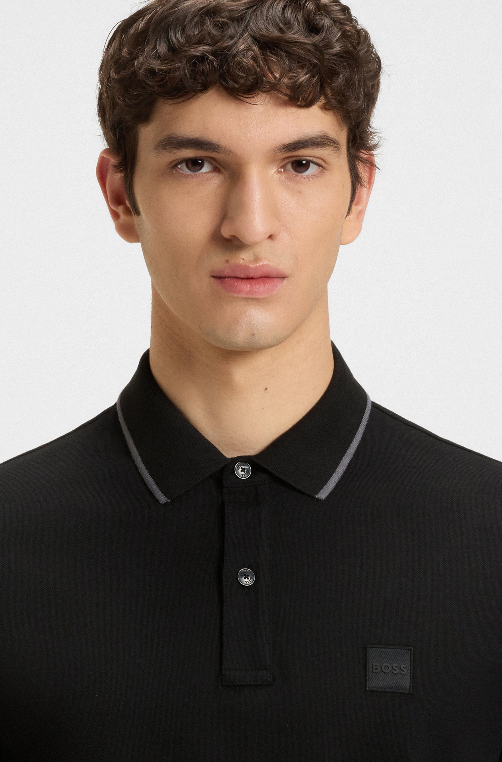 Boss Orange Poloshirt Passertip met boss badge