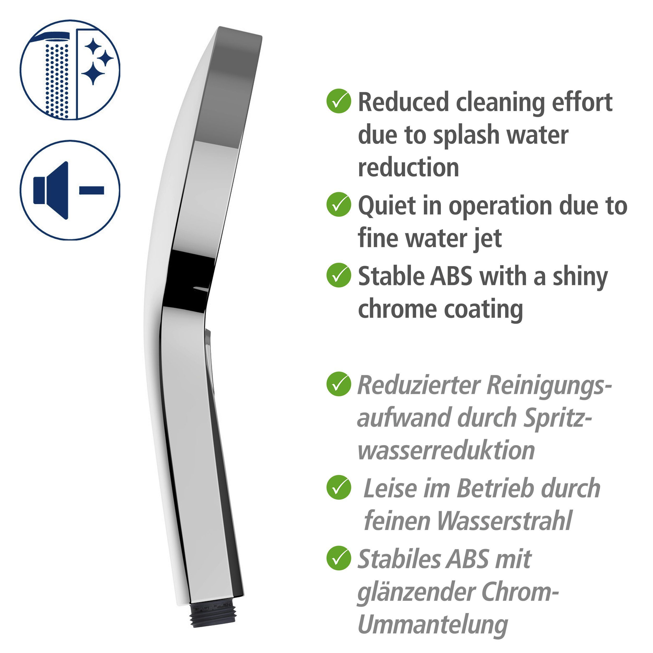 WENKO Douchestang-set Softwater Chroom, lengte stang: 68 cm