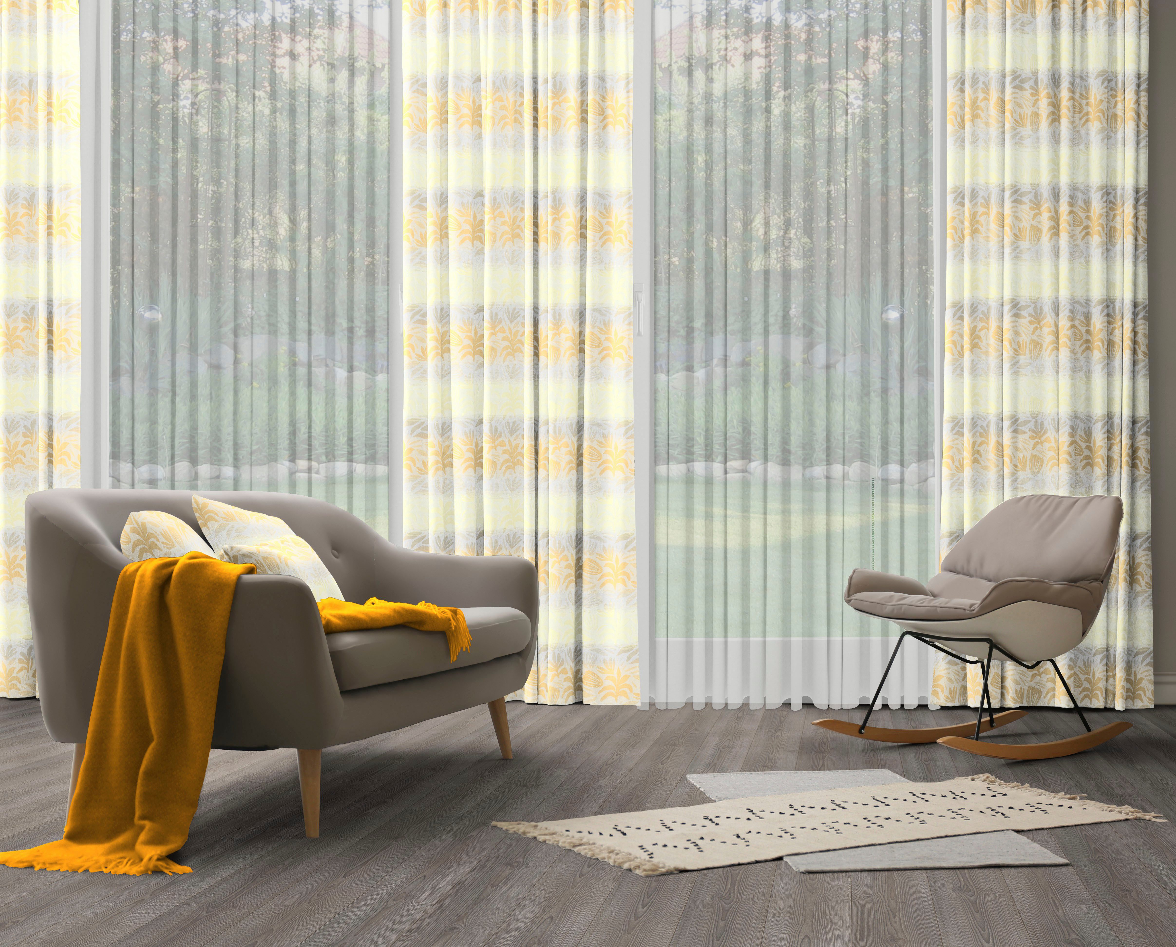 Wirth Gordijn Kairo (1 stuk) kant & klaar gordijnen maat 132 cm x 245 cm geel