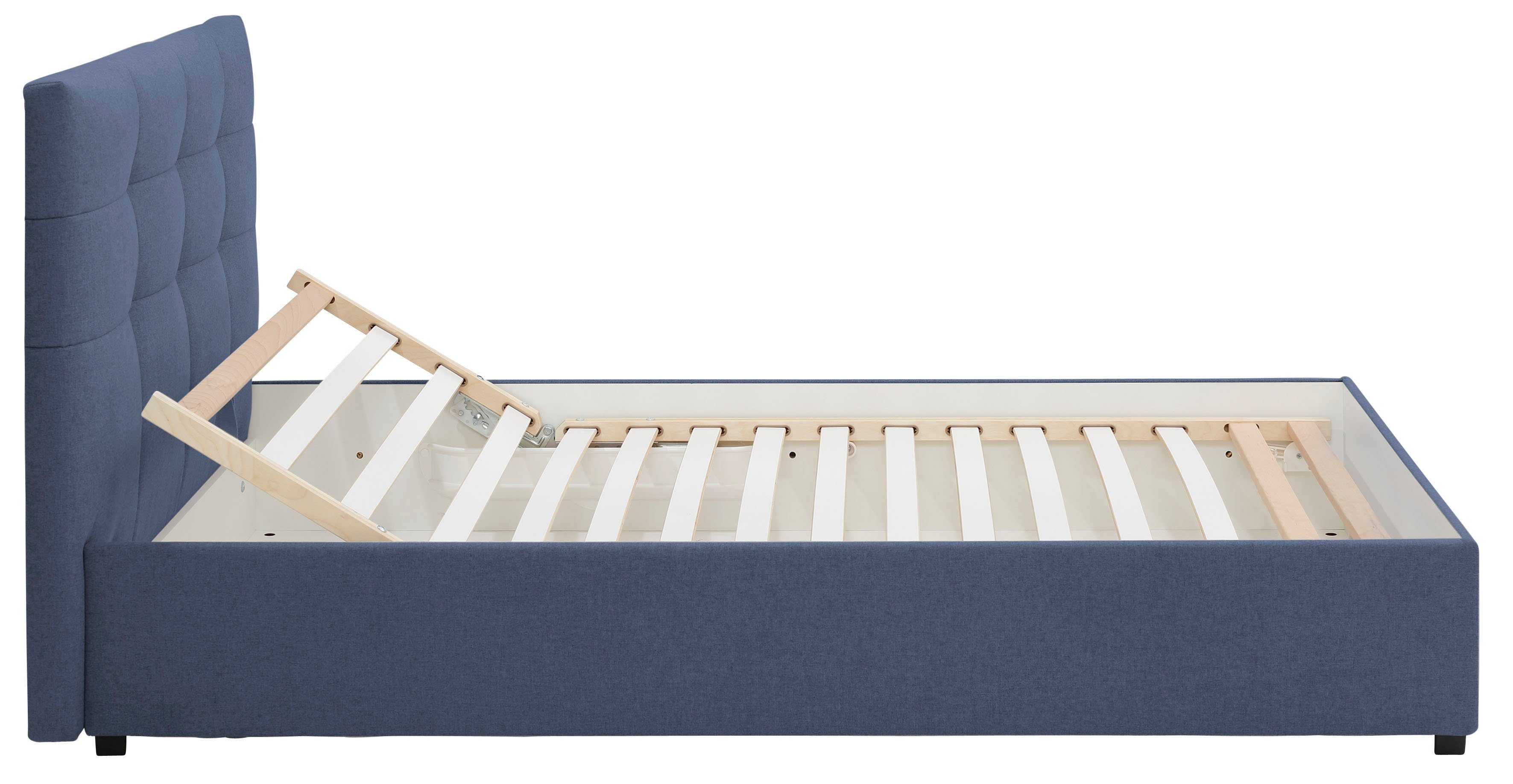 Lüttenhütt Gestoffeerd bed Endres met bedkist, naar keuze zonder matras/lattenbodem of incl. matras