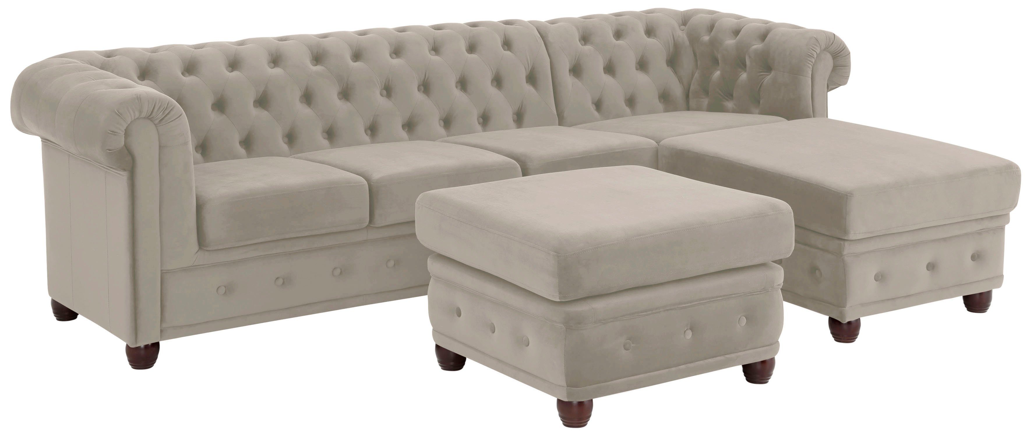 Home affaire Chesterfield-bank New Castle L-vorm hoogwaardige capitonnage in chesterfield-design, bxdxh: 255(171x72)
