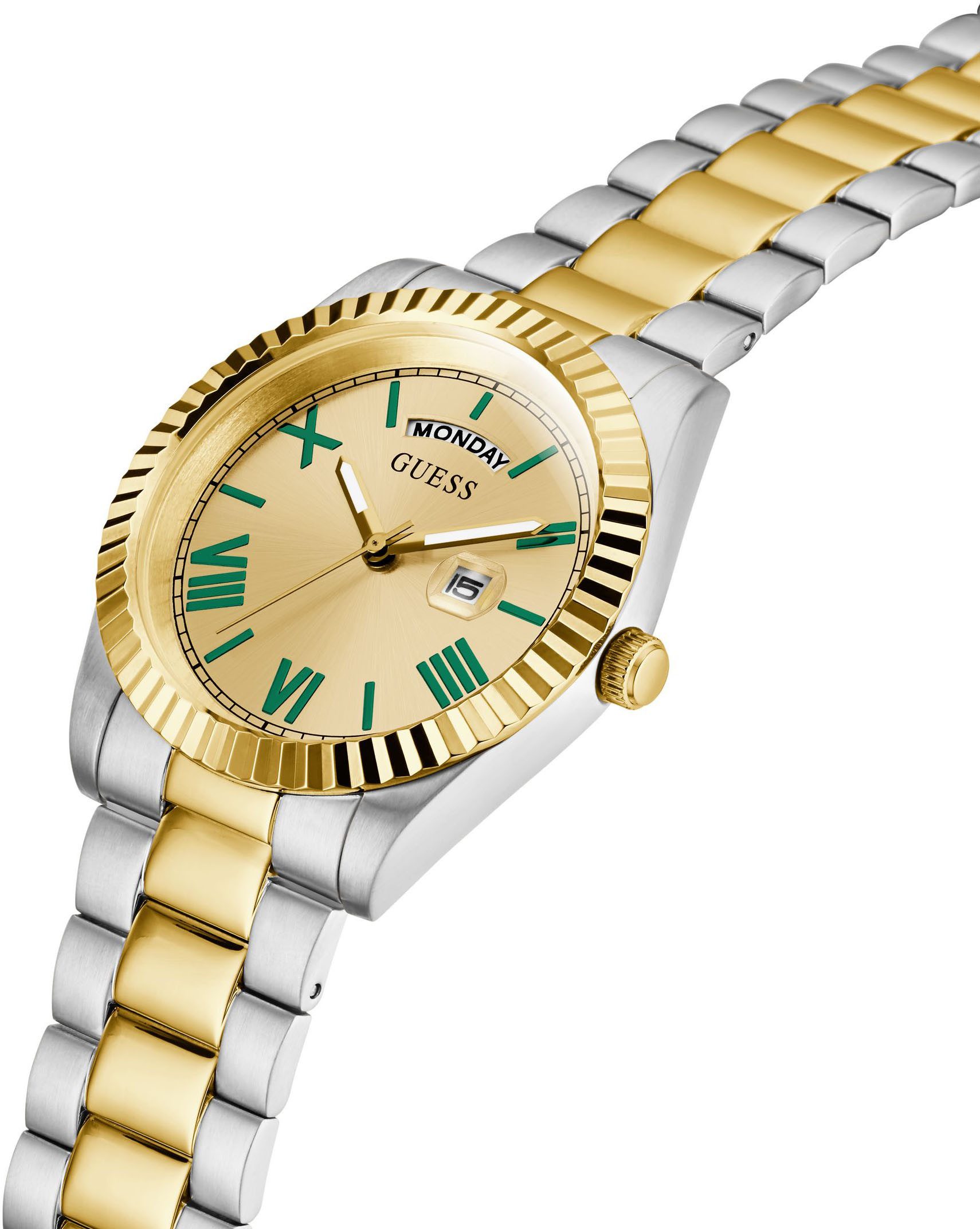 Guess Kwartshorloge CONNOISSEUR Armbanduhr, herenhorloge, datum, weekdag, roestvrijstalen band