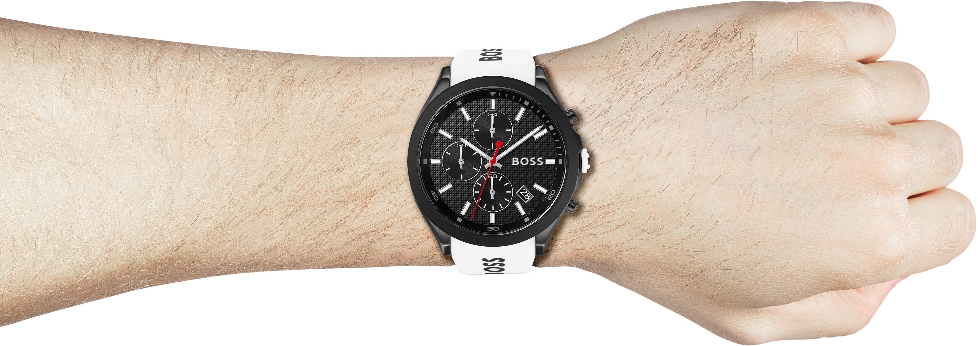 Boss Chronograaf Velocity Quartz horloge, herenhorloge, armbandhorloge, stopfunctie, siliconen band