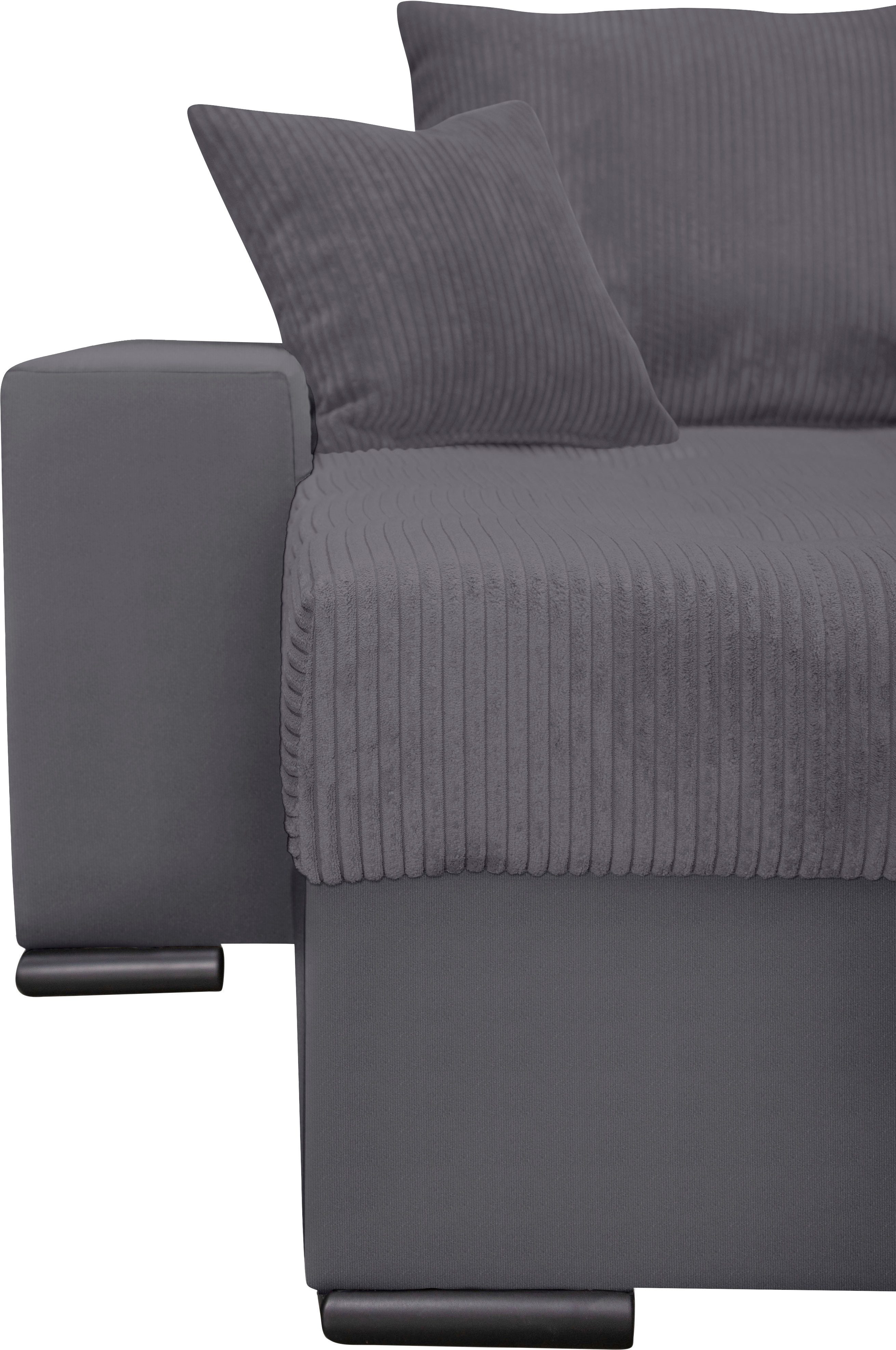 COLLECTION AB Zithoek XL-Josy U-vorm, breedte 313 cm, cord-/mix incl. bedfunctie, bedlade, met 4 gelijk grote rugkussens
