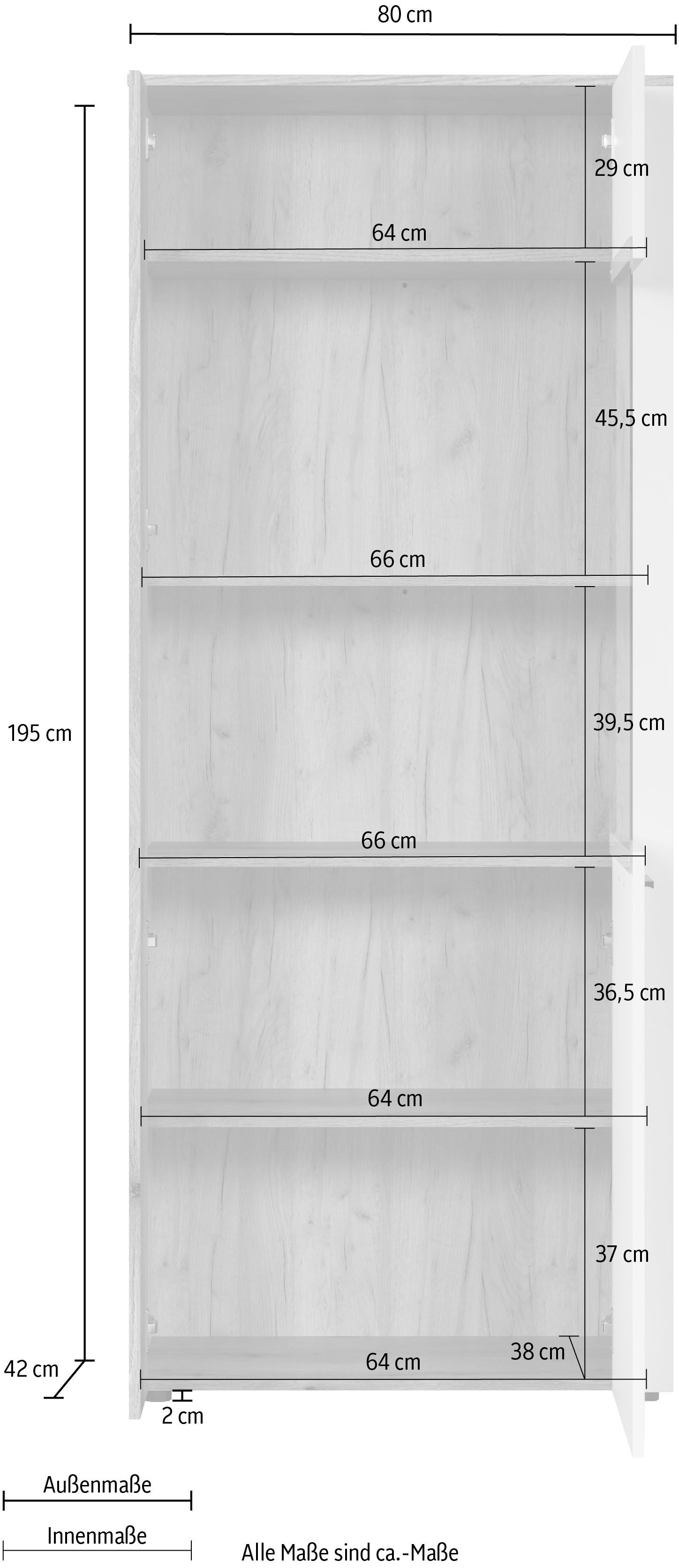 INOSIGN Staande vitrinekast Linz Woonkamer vitrine in wit/eik met eindhout applicaties (1 stuk)