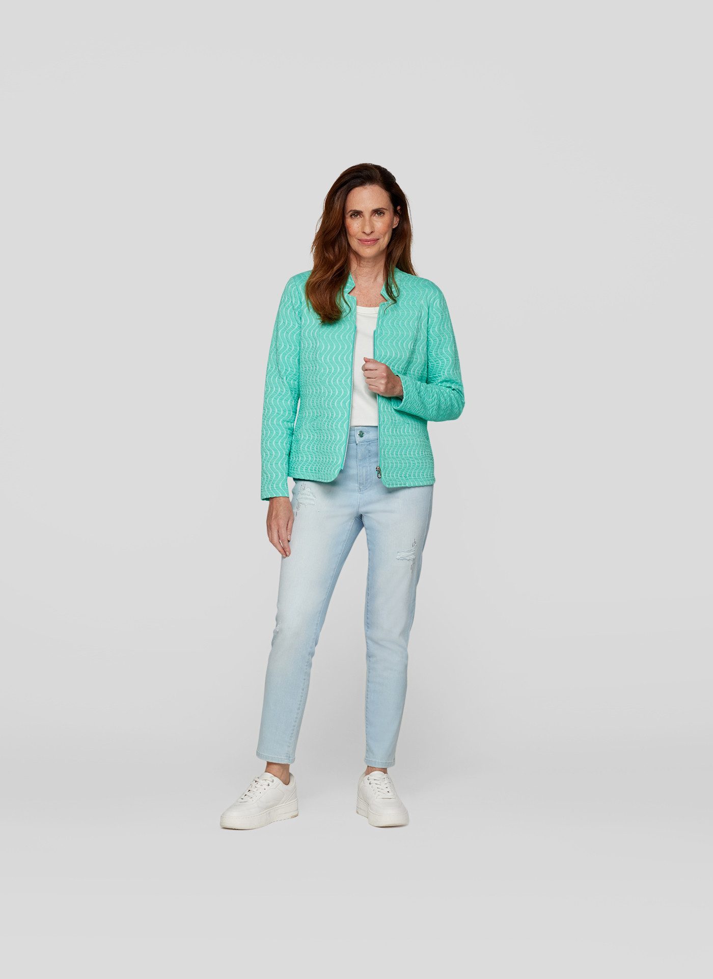 Rabe Kort jack met rits en allover-patroon