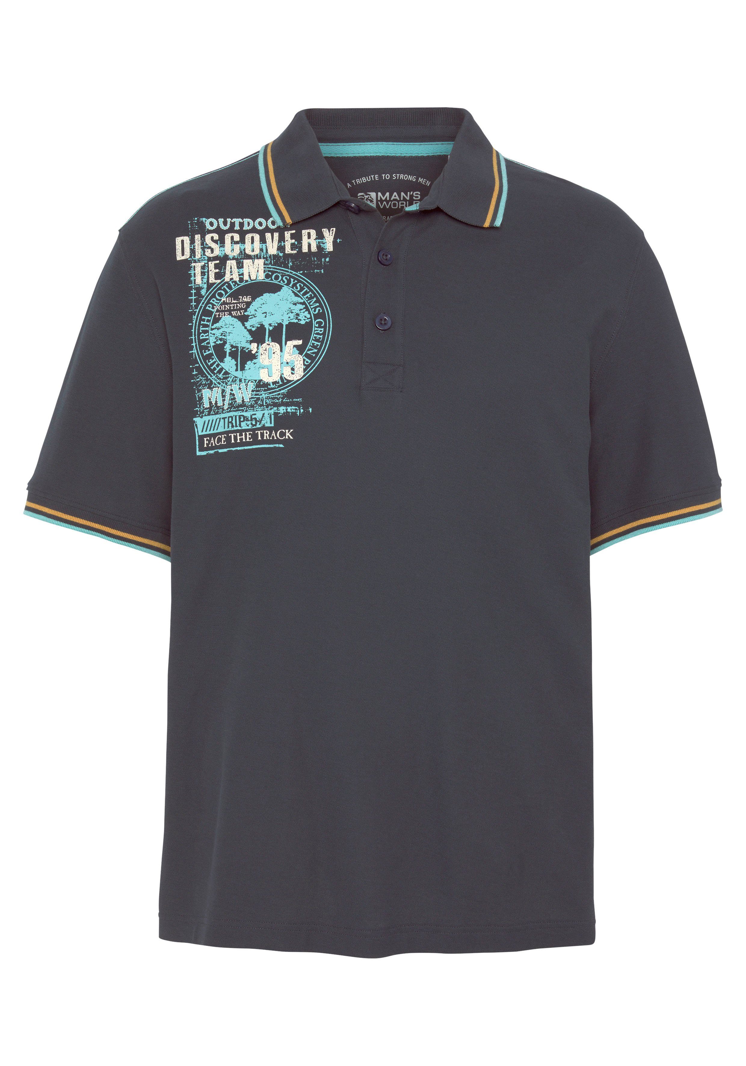 Man's World Poloshirt Korte mouwen, casual pasvorm, met trendy print, polokraag