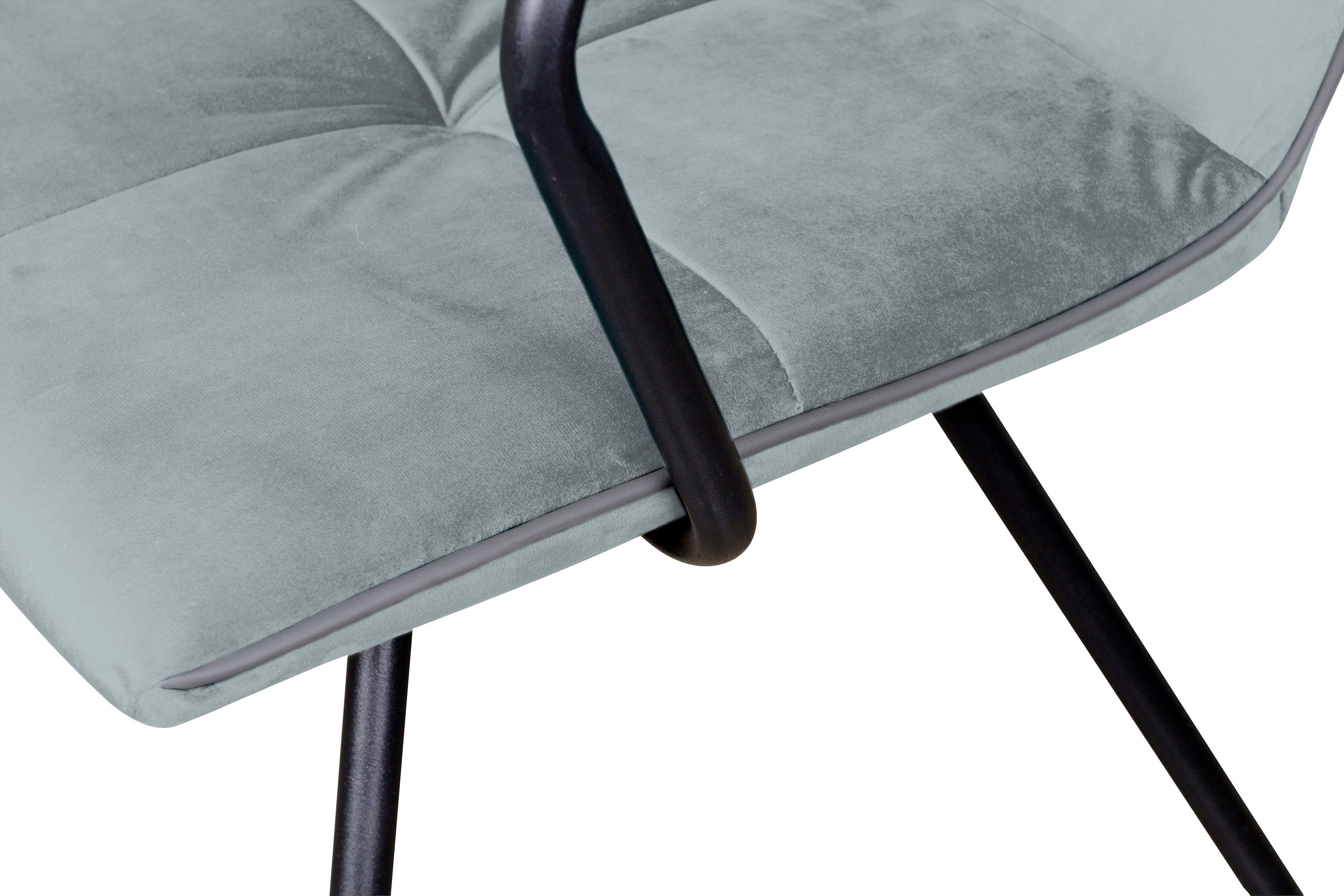 Kayoom Stoel Eaden 225 2-pack, fluweelachtige stofbekleding, paspel van kunstleer stijlvol, onderhoudsvriendelijk, eigentijdse kleurstelling, fluweelachtige stofbekleding (set, 2 stuks)
