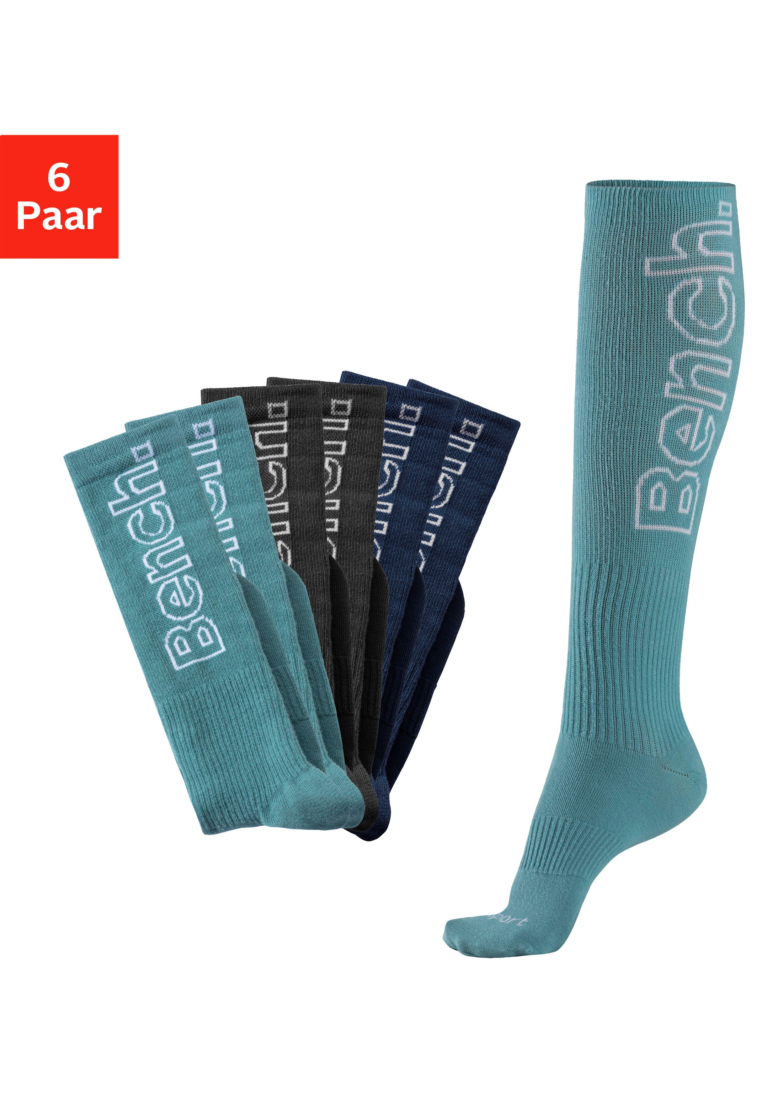 Bench. Kniekousen met antibacteriële vochtregulering (set, 6 paar) unisex sokken maat 39-42 grijs