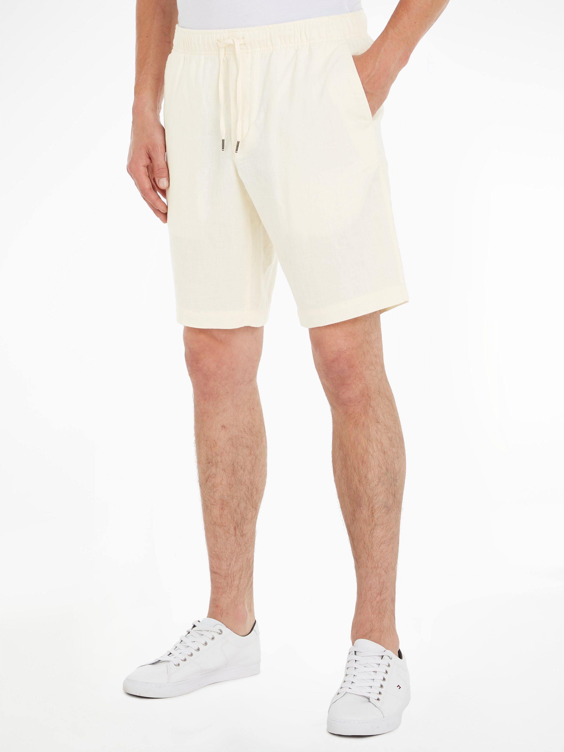 Tommy Hilfiger Korte broek van linnenmix met elastische band model 'HARLEM'