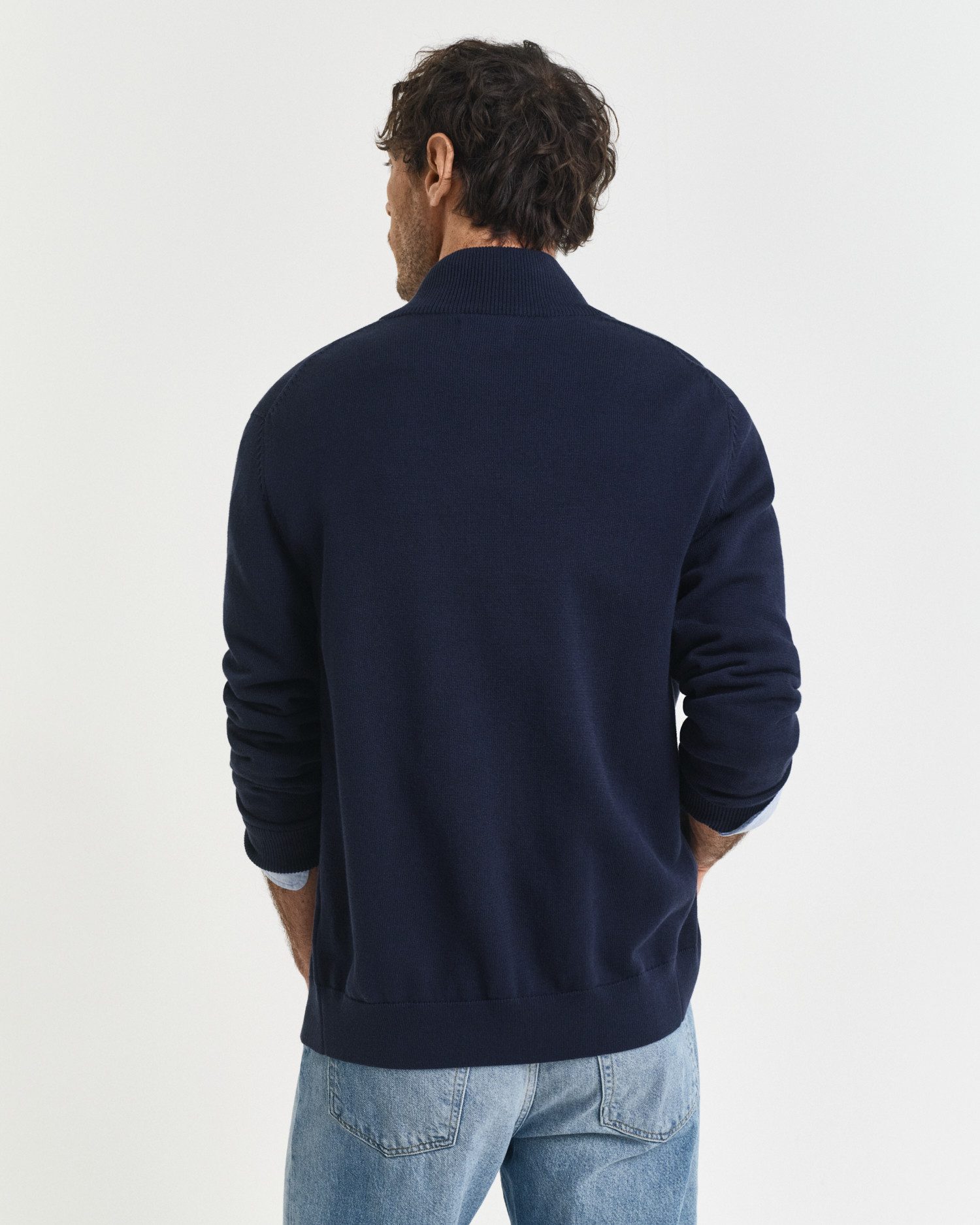 Gant Cardigan CASUAL COTTON ZIP CARDIGAN Met ribbels aan opstaande kraag, mouwen en zoom