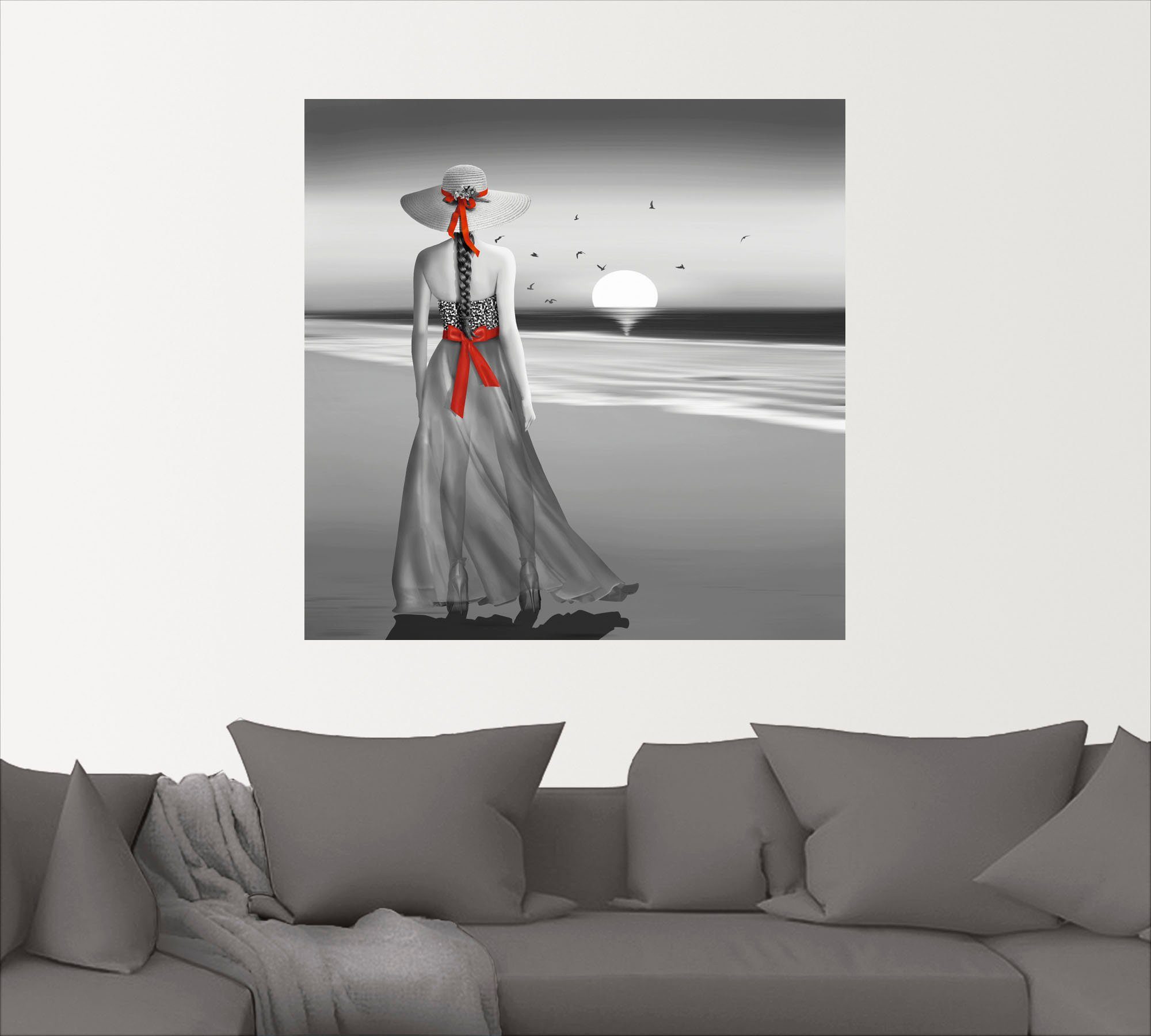 Artland Artprint Een blik terug op de zee als artprint van aluminium, artprint voor buiten, artprint op linnen, poster, muursticker