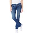 pepe jeans rechte jeans venus straight pasvorm met lage band met dubbele knoop en dubbele achterzak van leuk comfort stretch-denim blauw