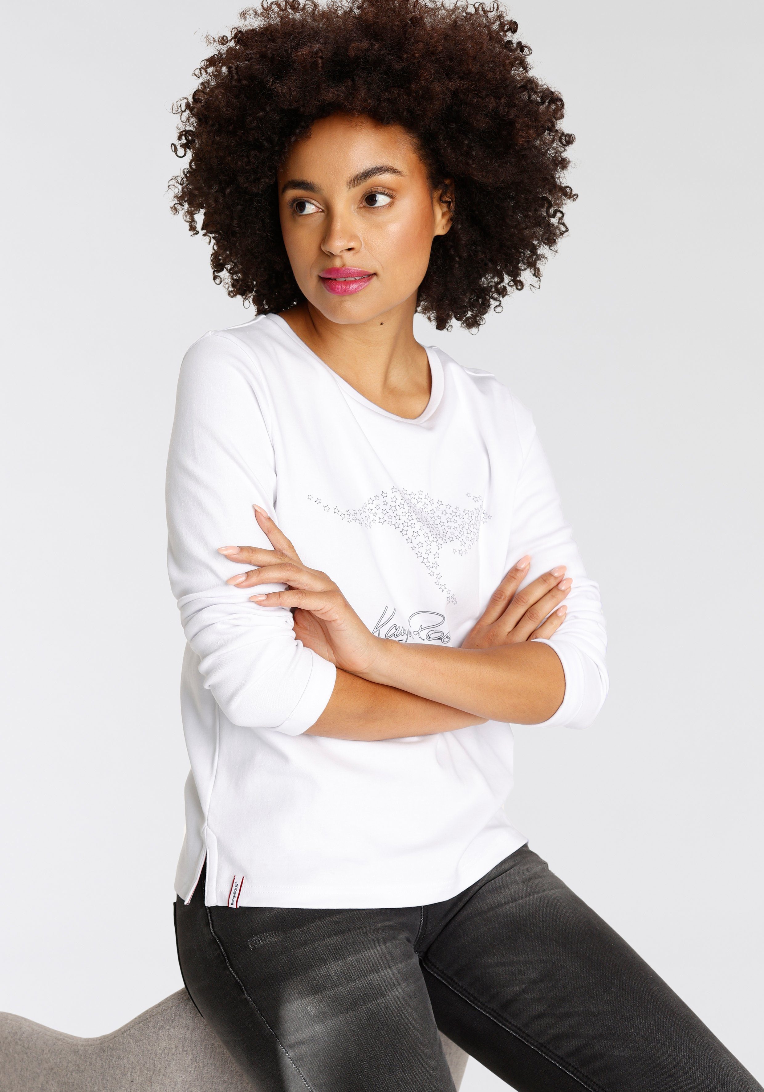 KangaROOS Sweatshirt Lange mouwen, figuurvolgend, effen, met ronde hals