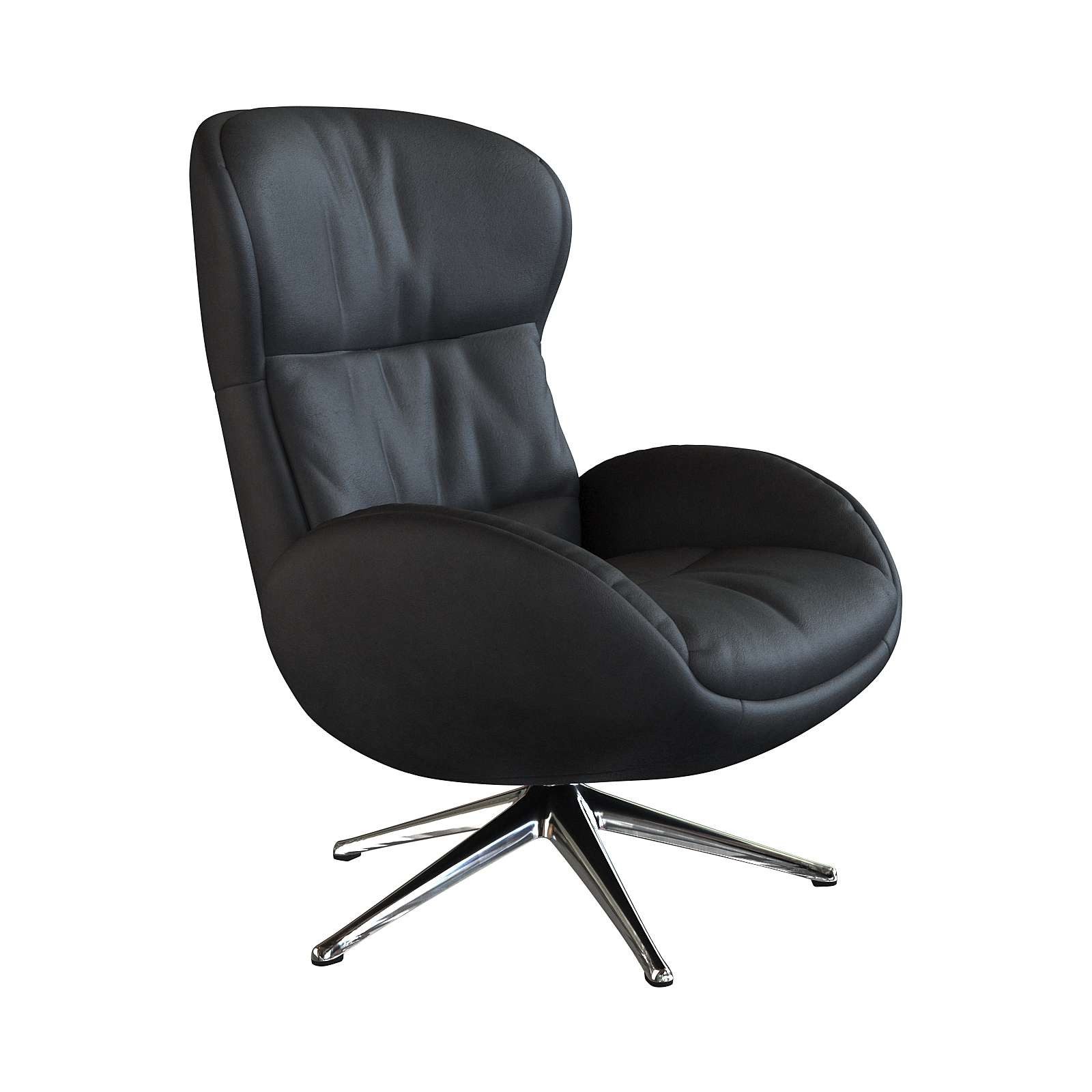 FLEXLUX Relaxfauteuil Haze, TV-stoel, fauteuil, stoffeerstoel Rugdeelverstelling, draaibaar, voet van aluminium tv-fauteuils maat Anilineleer zwart