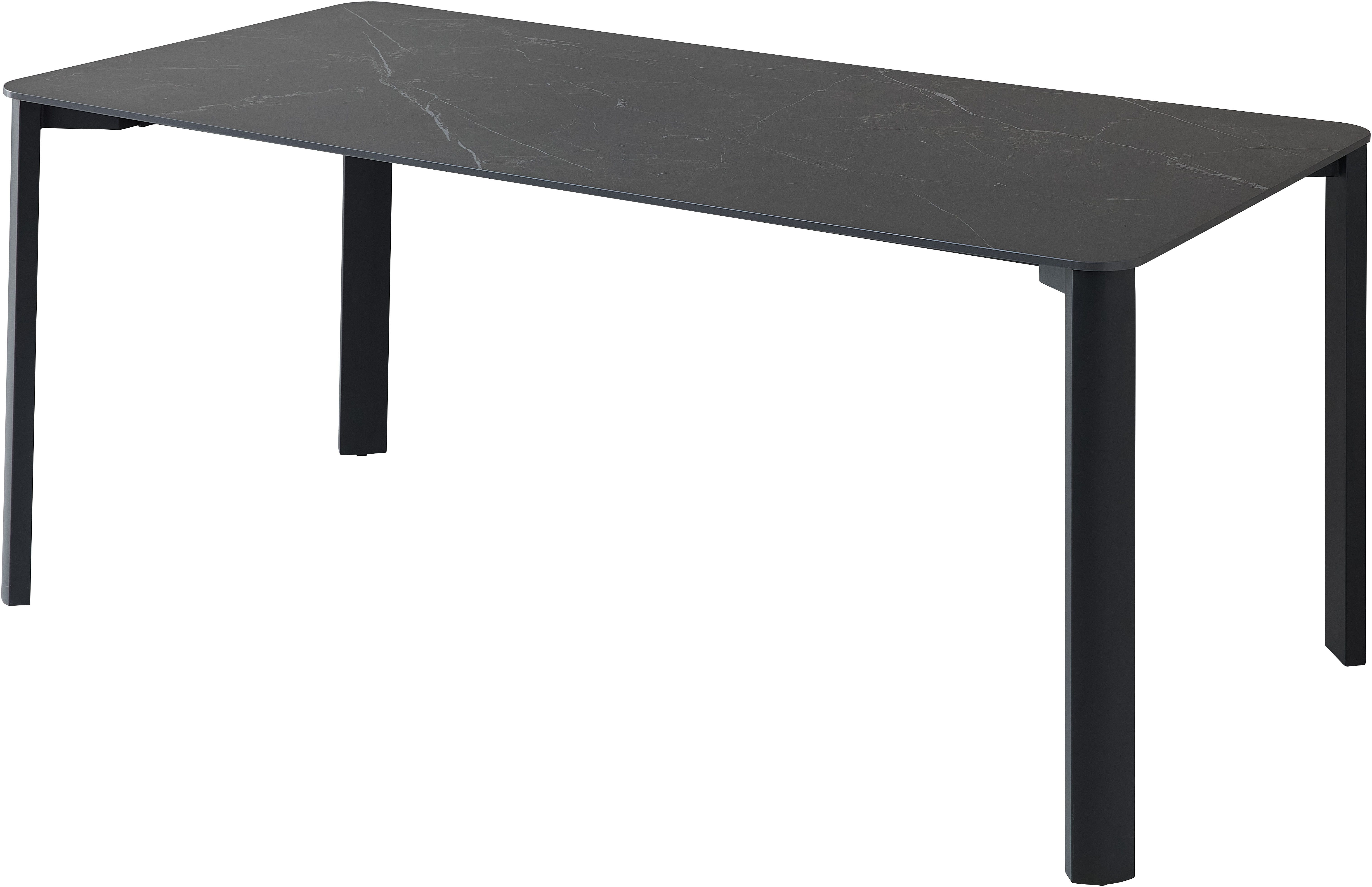 Stolkom Eettafel Lenni eettafel keramiek, zwart gemarmerd BxHxD 180x76x90 cm Keramische oppervlakte zwart gemarmerd, metalen frame mat zwart