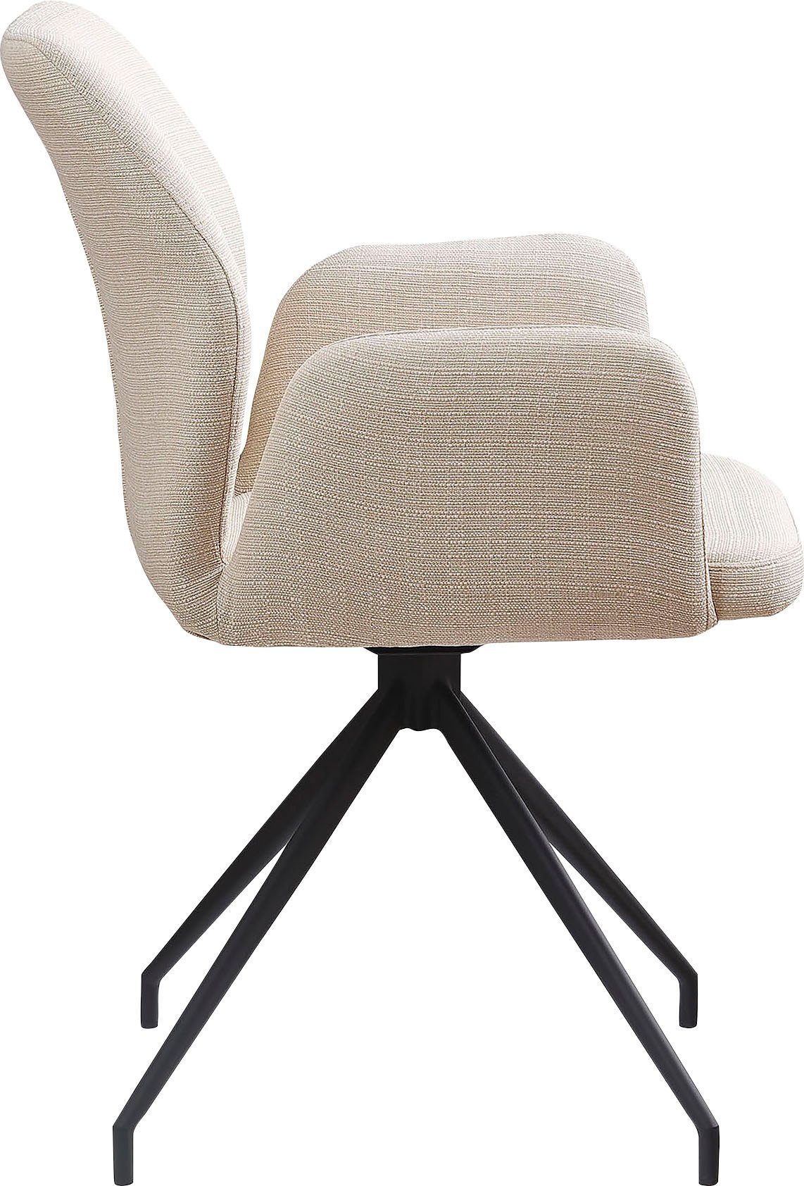 SalesFever Eetkamerstoel Taormina armstoel, frame zwart Eetkamerstoel met 180° draaifunctie (1 stuk)