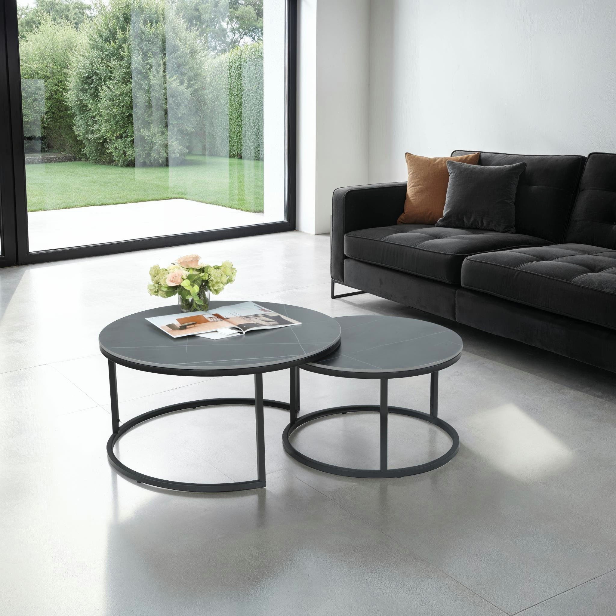 HELA Salontafel LUIS Topseller 2-delige set, 12mm sintersteen, marmerlook, boho salontafel (set, 2 stuks)