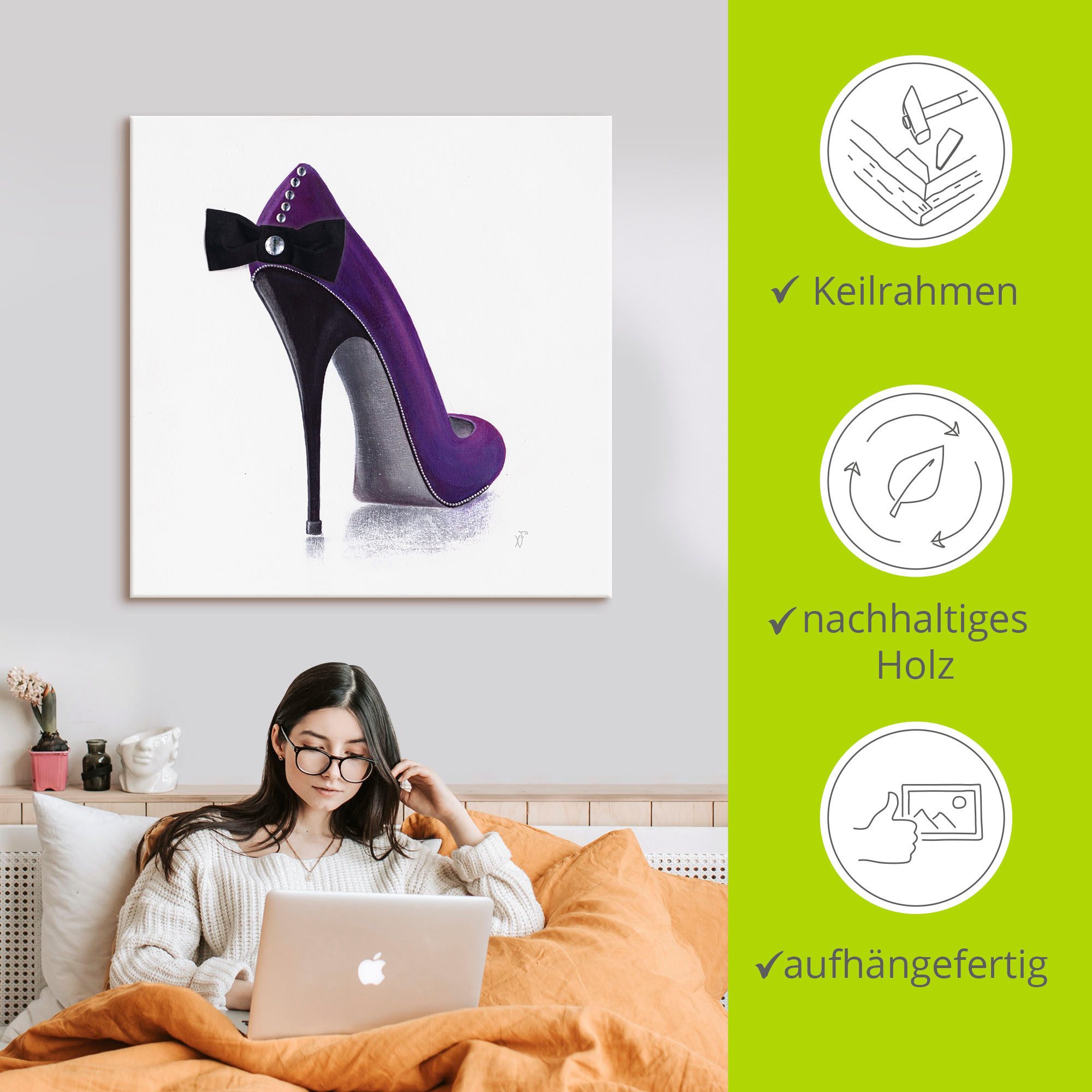 Artland Artprint op linnen Damesschoenen - violet model
