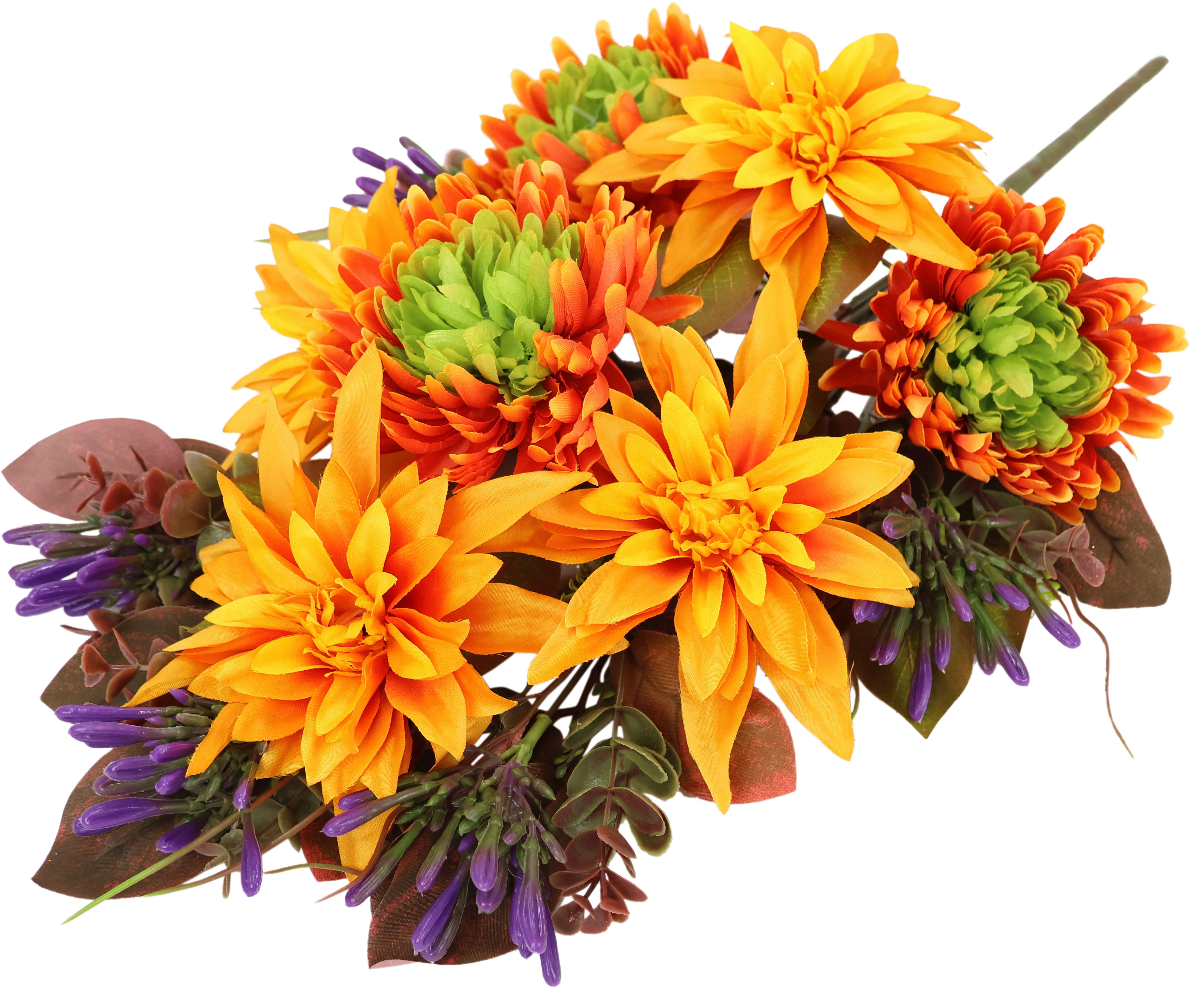 I.GE.A. Kunstbloem Chrysanten en dahlia’s Kunstmatige bloemen, chrysantenboeket (1 stuk)